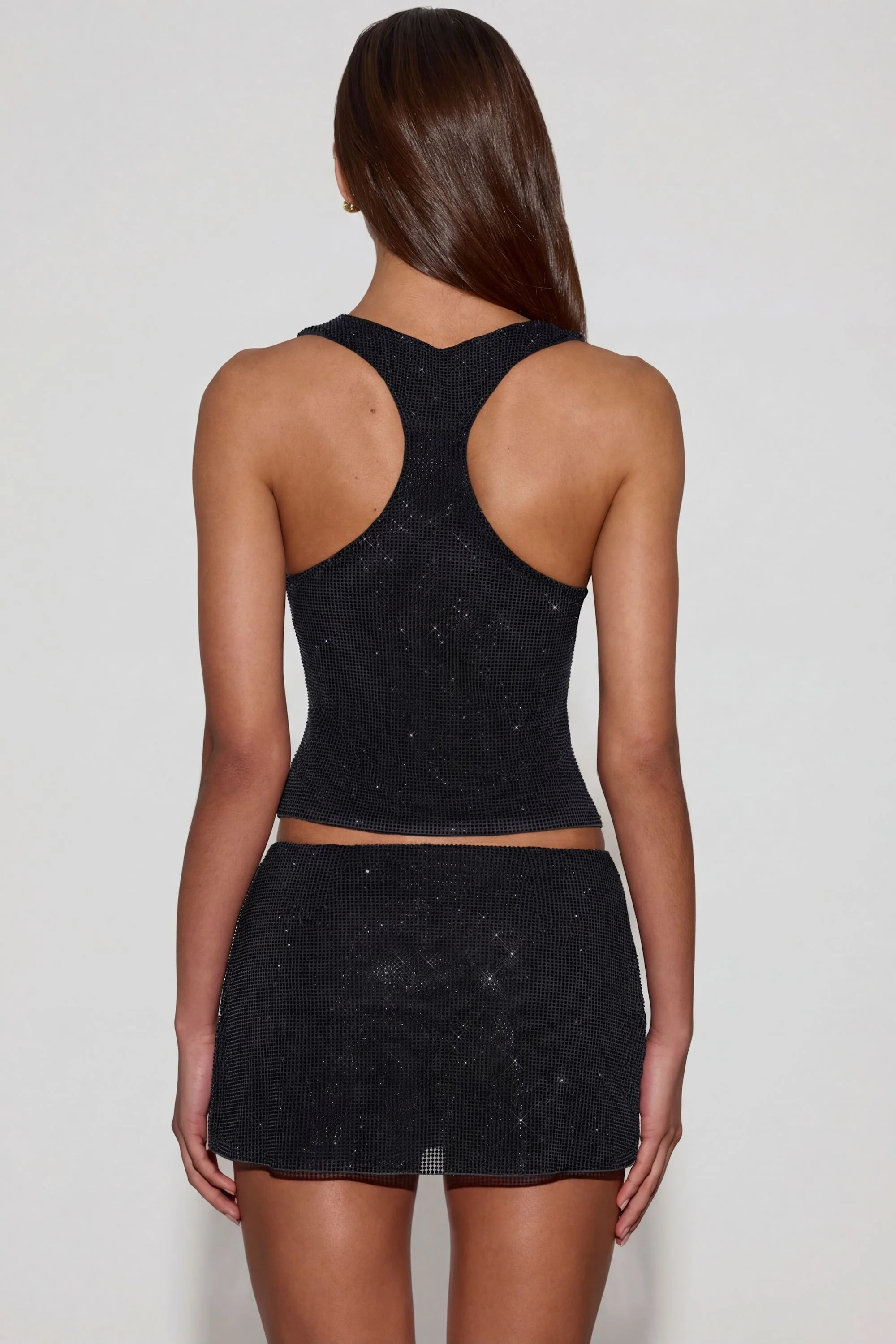Embellished Jersey Scoop-Neck Racerback Top in Black - Image 2