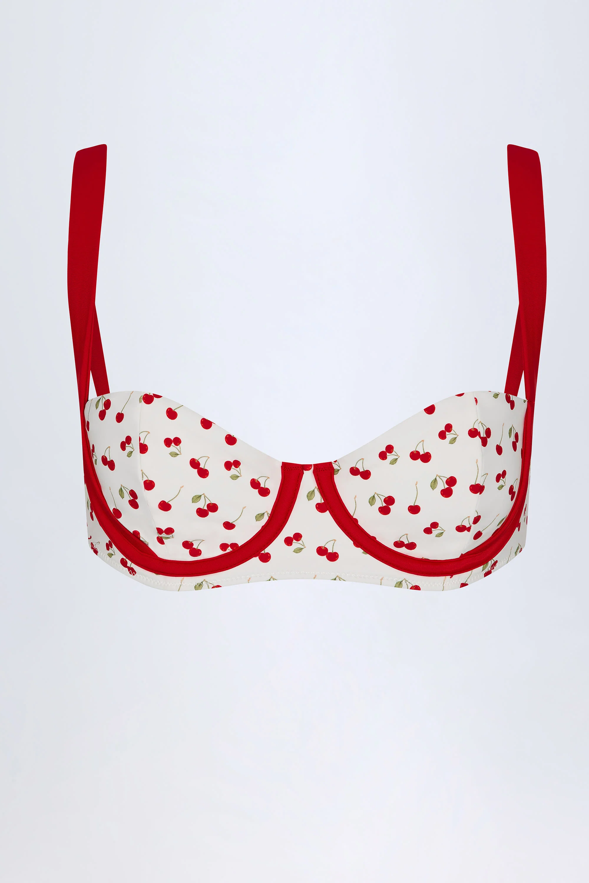 Contrast Underwired Balconette Bikini Top in Cherry Print - Image 3