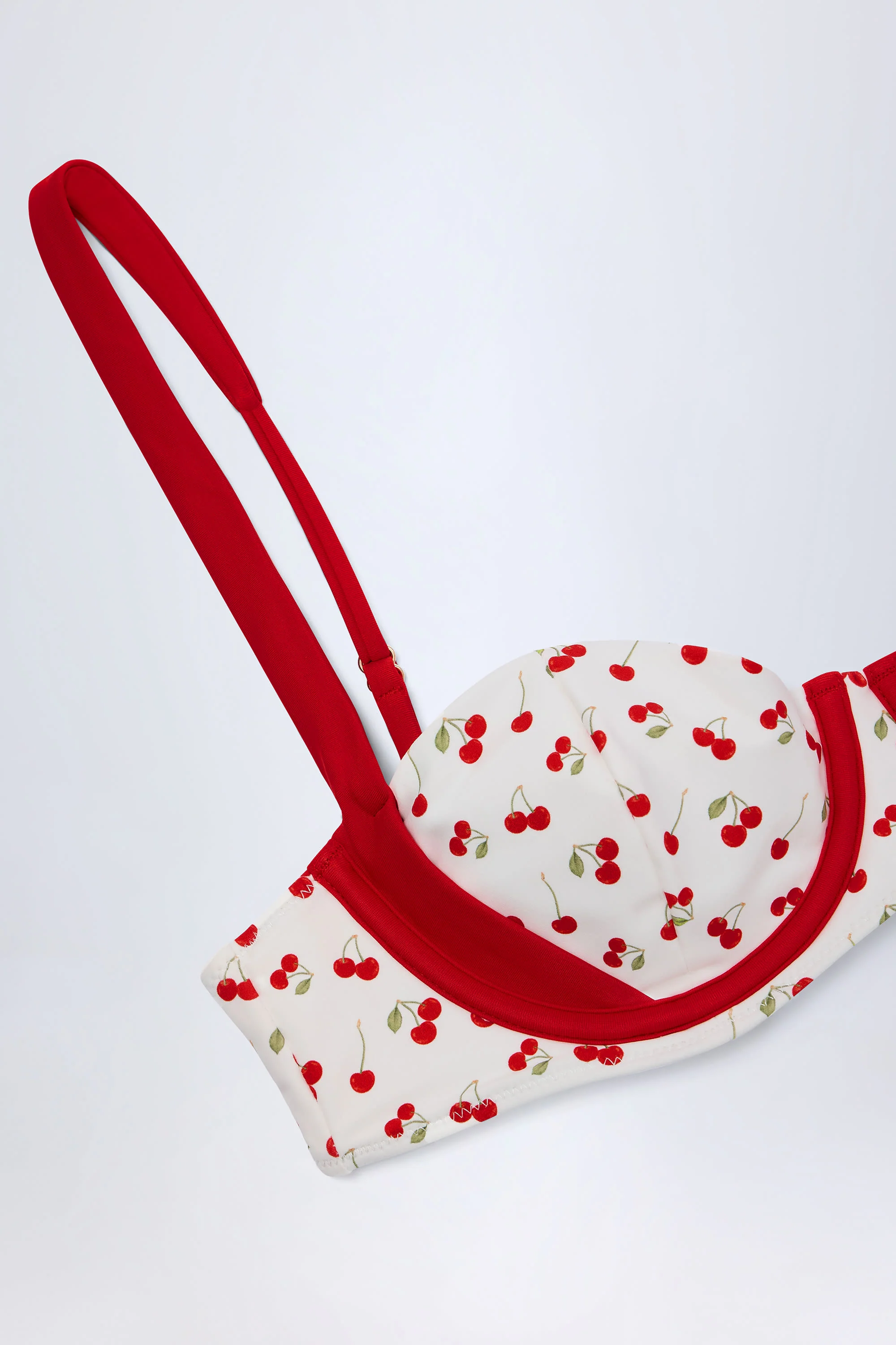 Contrast Underwired Balconette Bikini Top in Cherry Print - Image 5