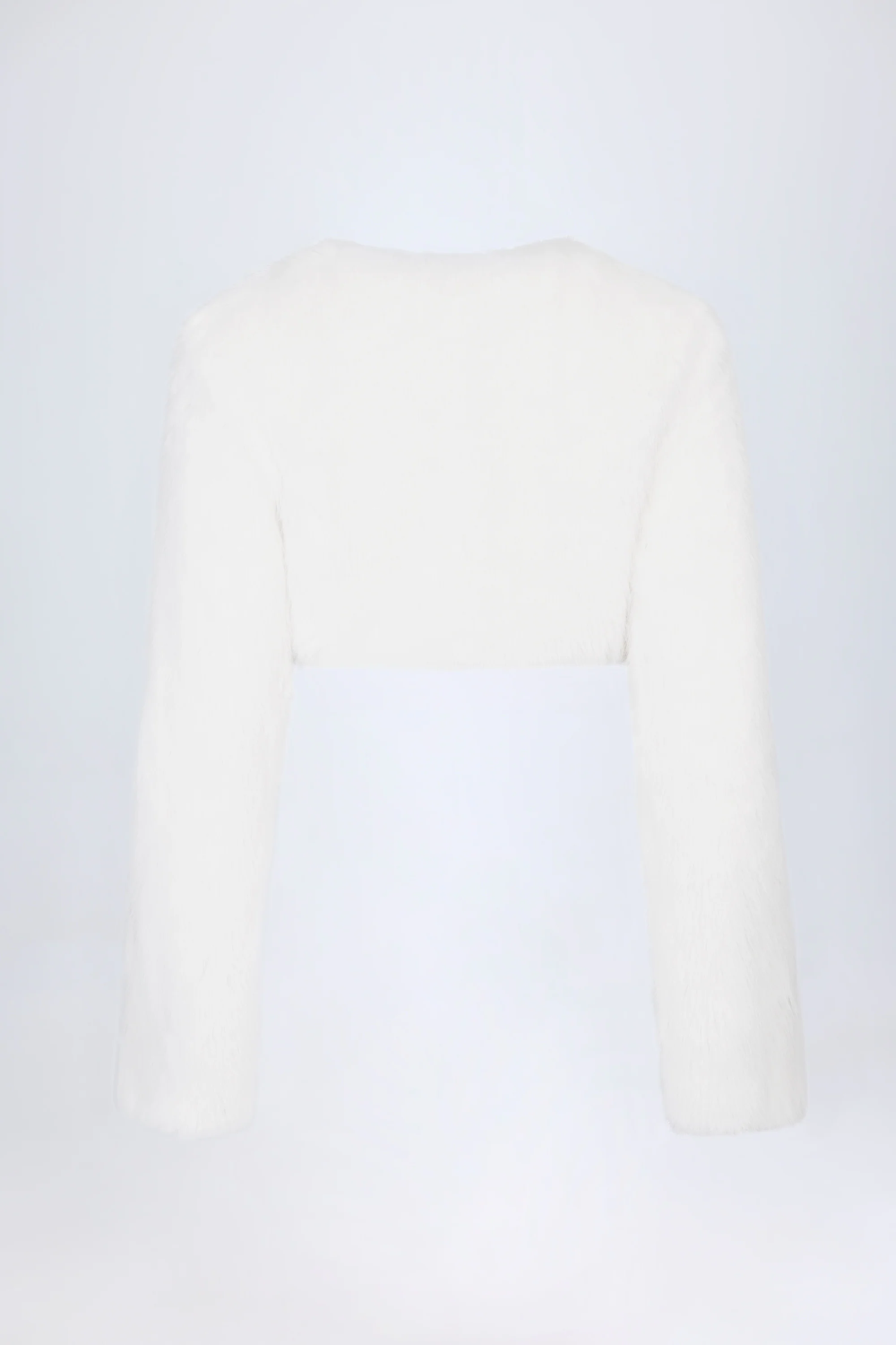 Faux Fur Cropped Bolero in White - Image 4