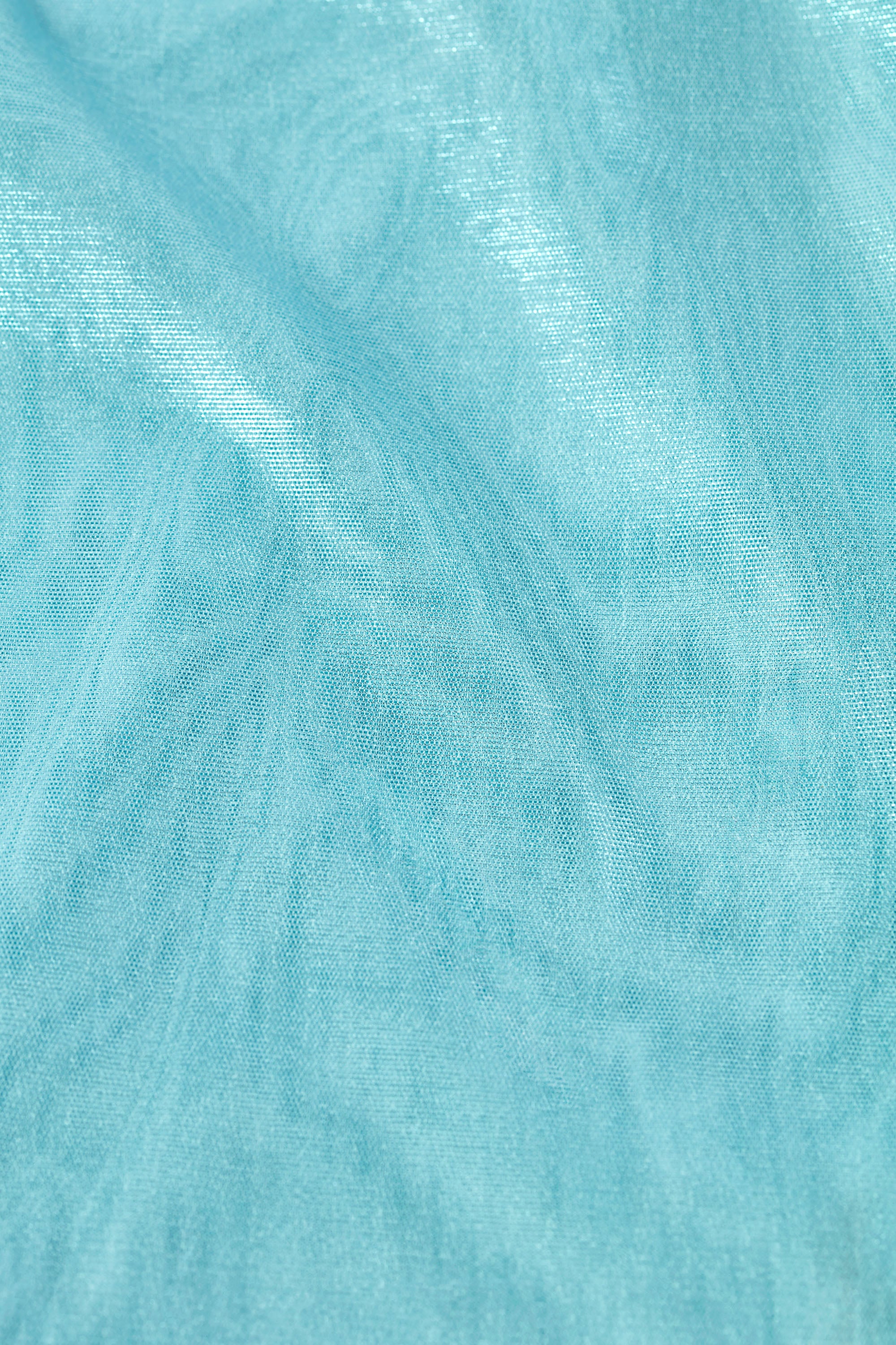 Metallic Ruched Cut-Out Flared Jumpsuit in Ice Blue - Image 4