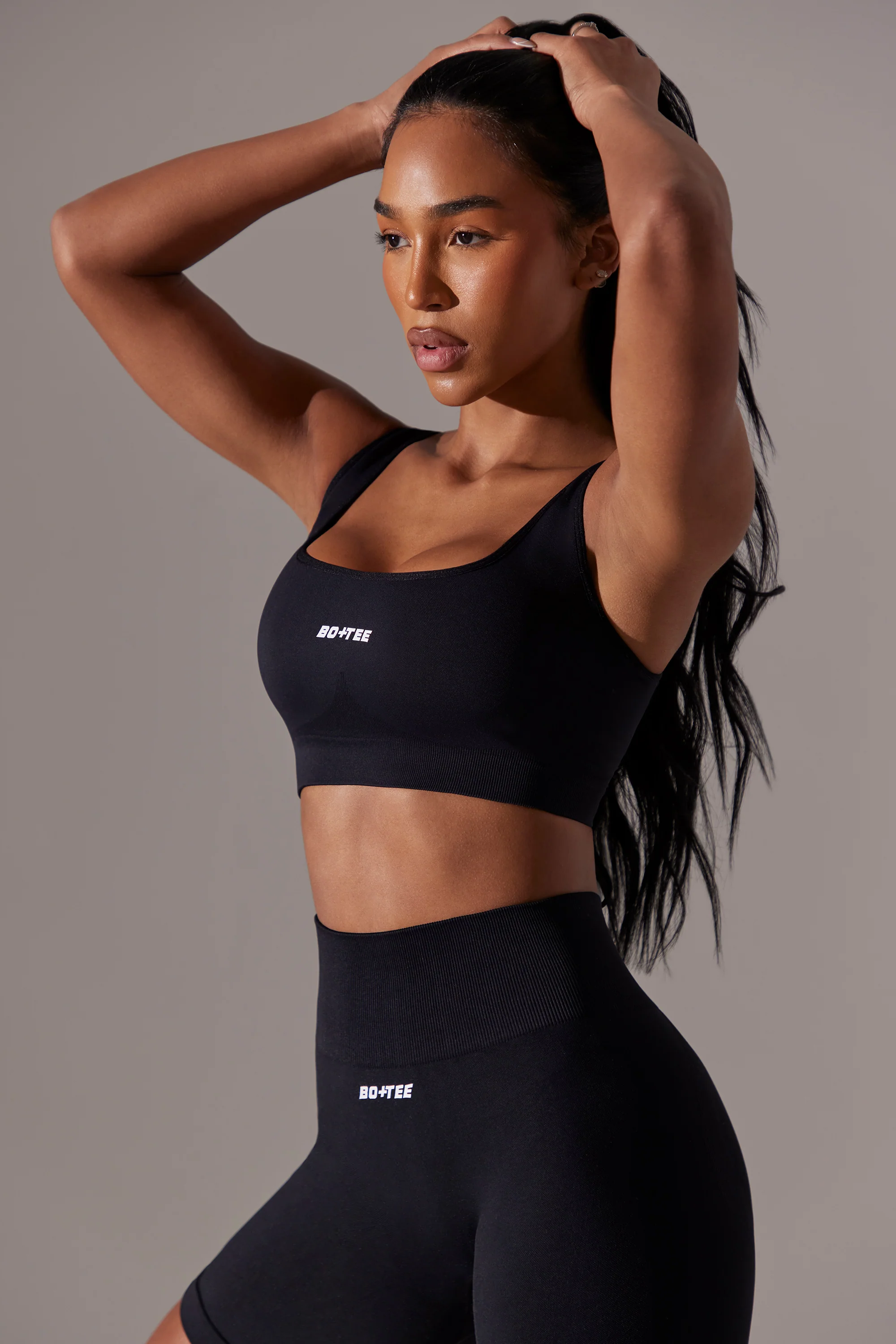 Open Back Square Neck Sports Bra in Black - Image 8