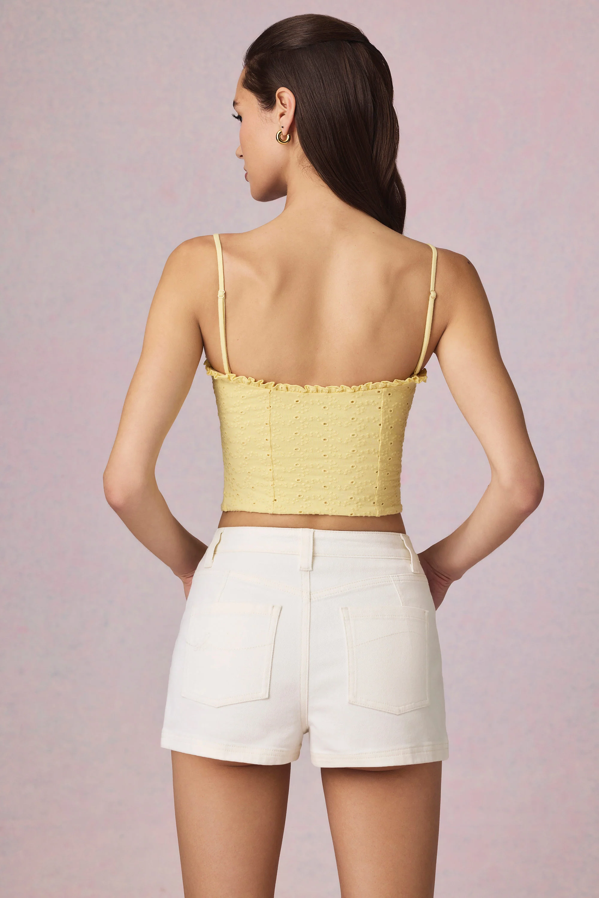 High-Waist A-Line Shorts in Ecru Wash - Image 3