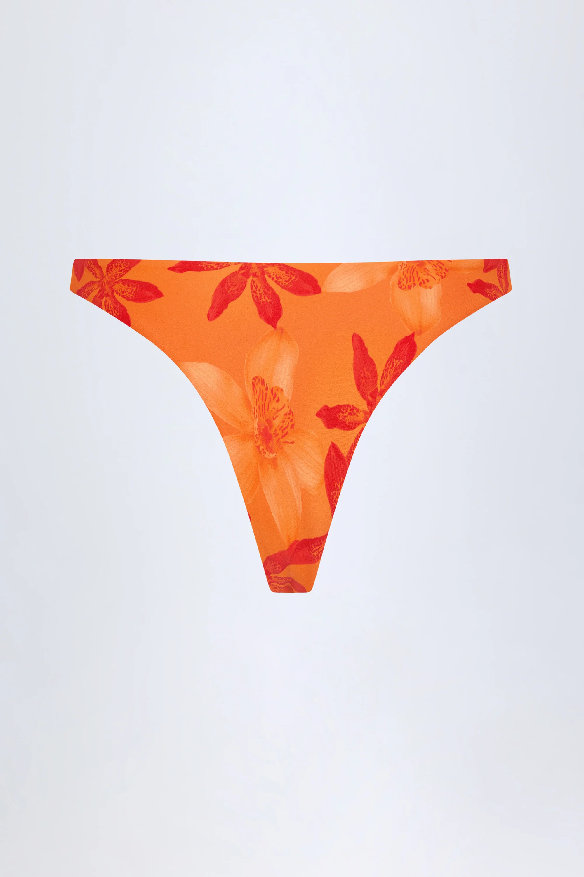 Hardware-Detail Cheeky Bikini Bottoms in Orange Orchid Print - Image 4