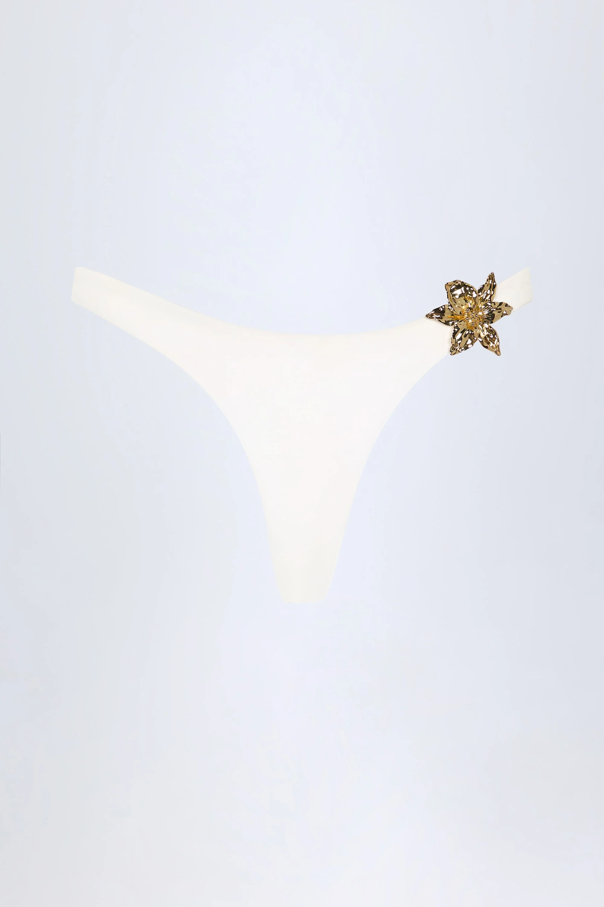 Hardware-Detail Cheeky Bikini Bottoms in White - Image 3