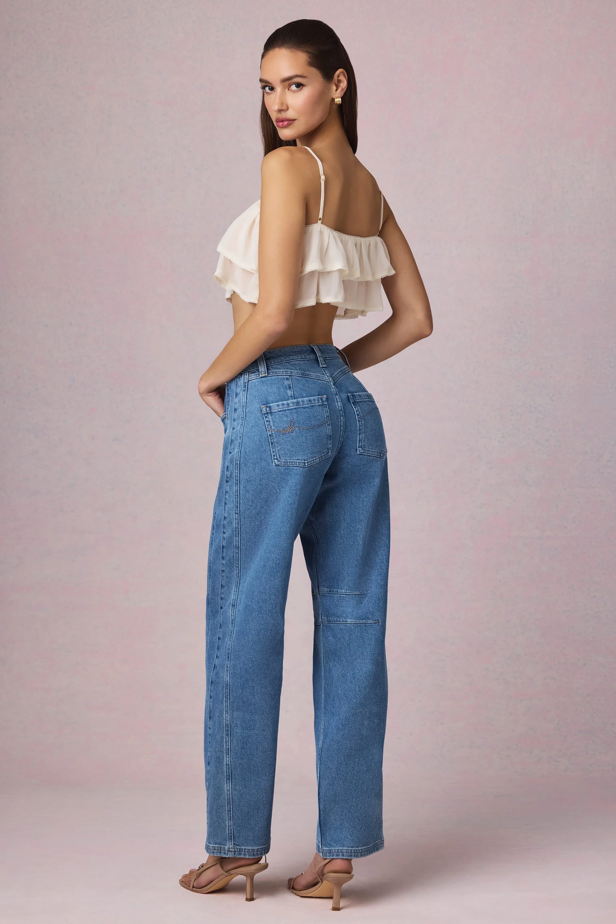 Mid-Rise Barrel-Leg Jeans in Mid-Blue Wash - Image 2