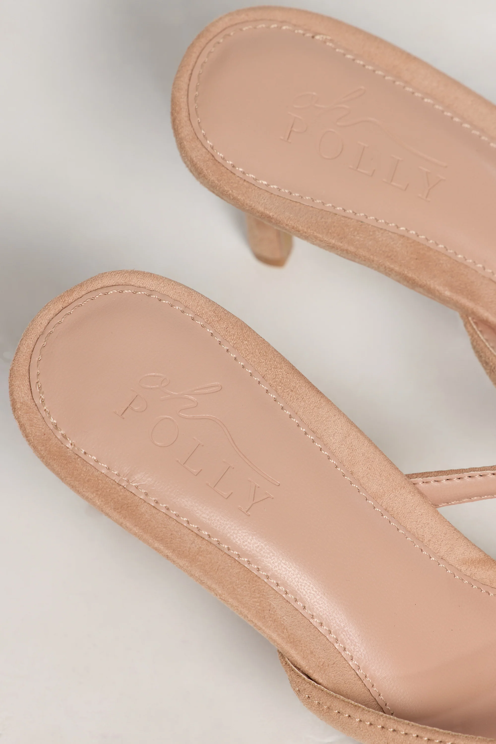 Heeled Thong Sandals in Soft Tan - Image 2