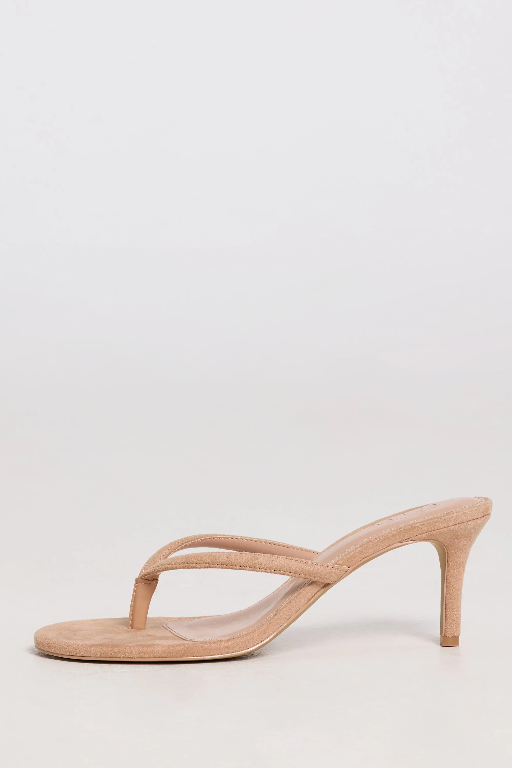 Heeled Thong Sandals in Soft Tan - Image 3