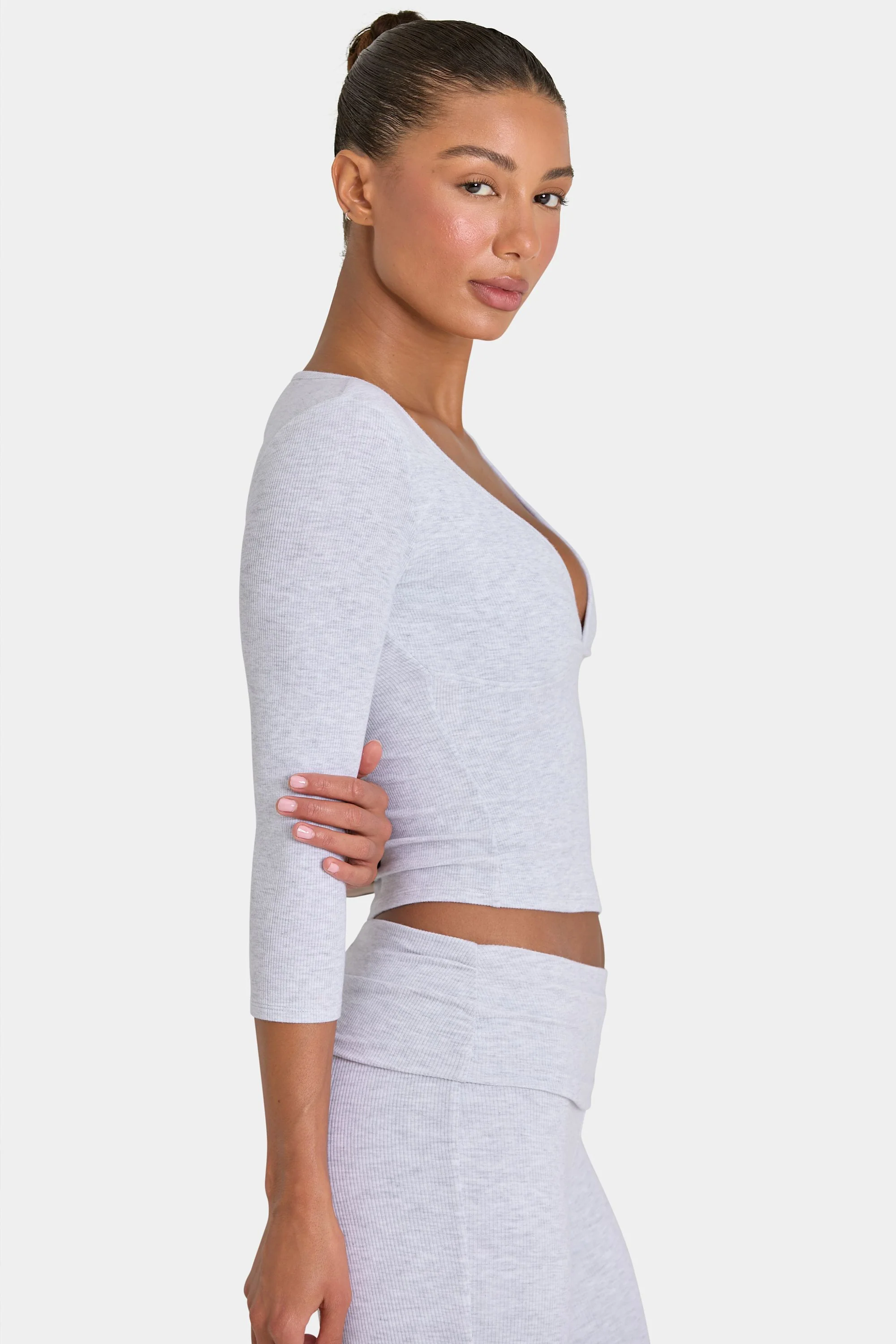 ButterCloud™ Crop Top in Grey Marl - Image 3