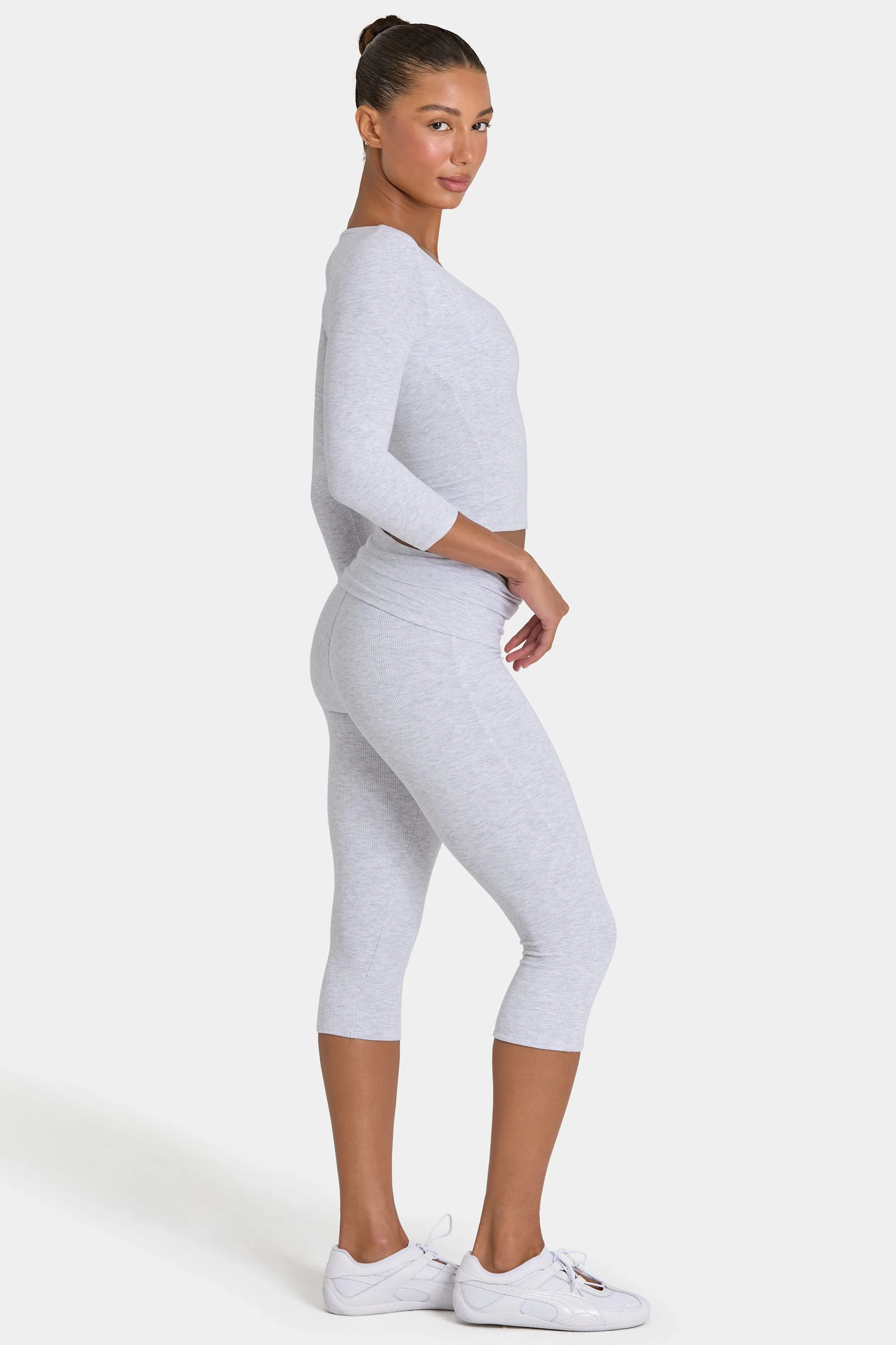 ButterCloud™ Low-Rise Capri Leggings in Grey Marl - Image 3