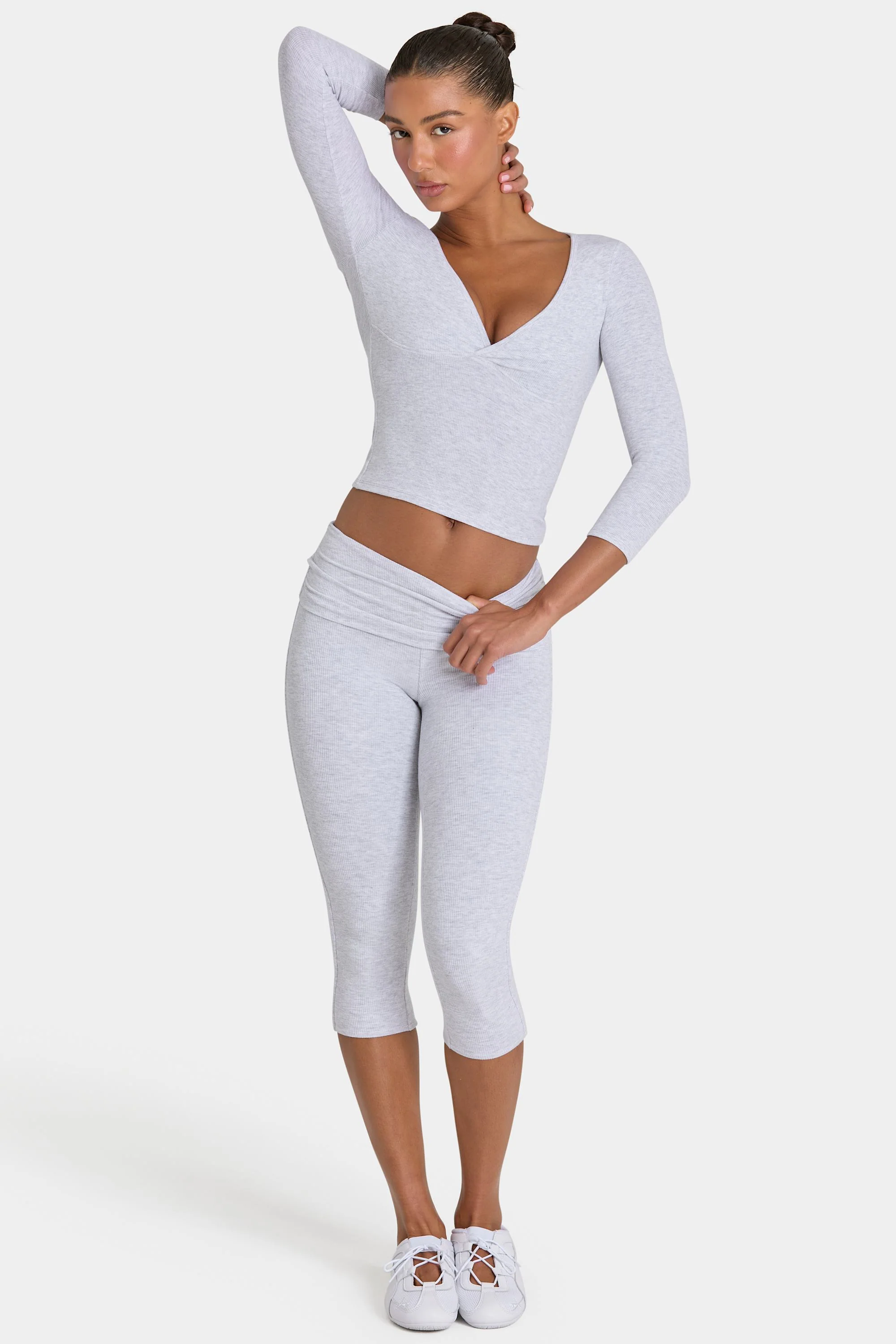 ButterCloud™ Low-Rise Capri Leggings in Grey Marl - Image 5