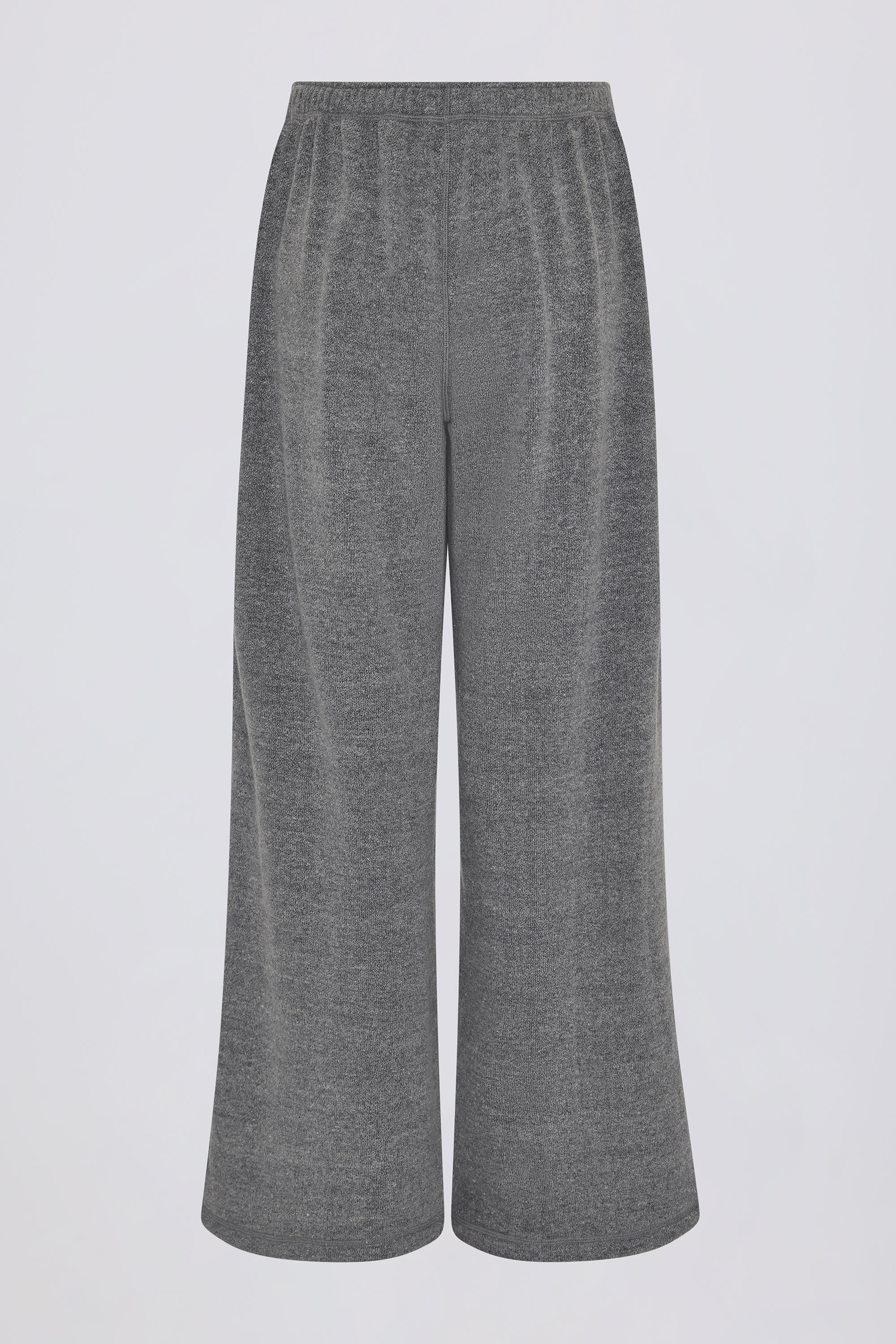 Textured Cotton Button Low-Rise Wide-Leg Joggers in Dark Grey - Image 5