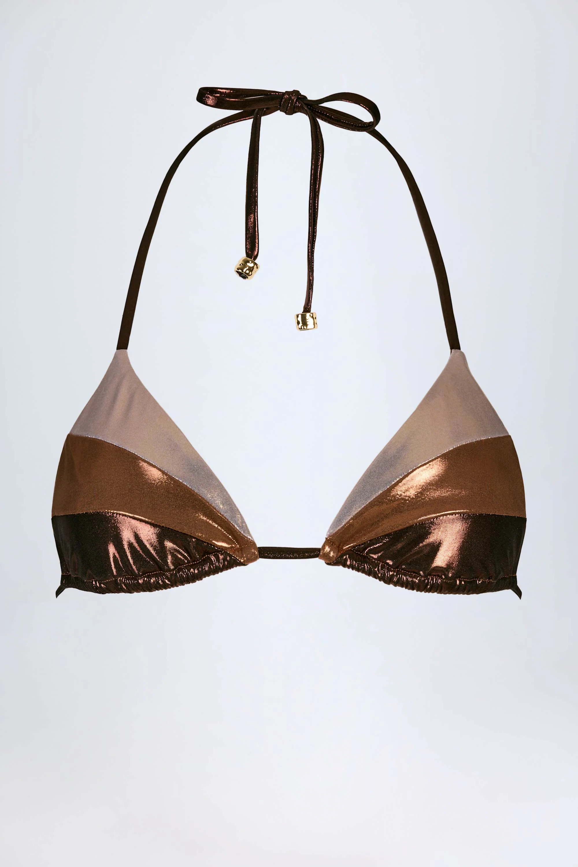 Panelled Bikini Bra in Bronze Gold - Image 4