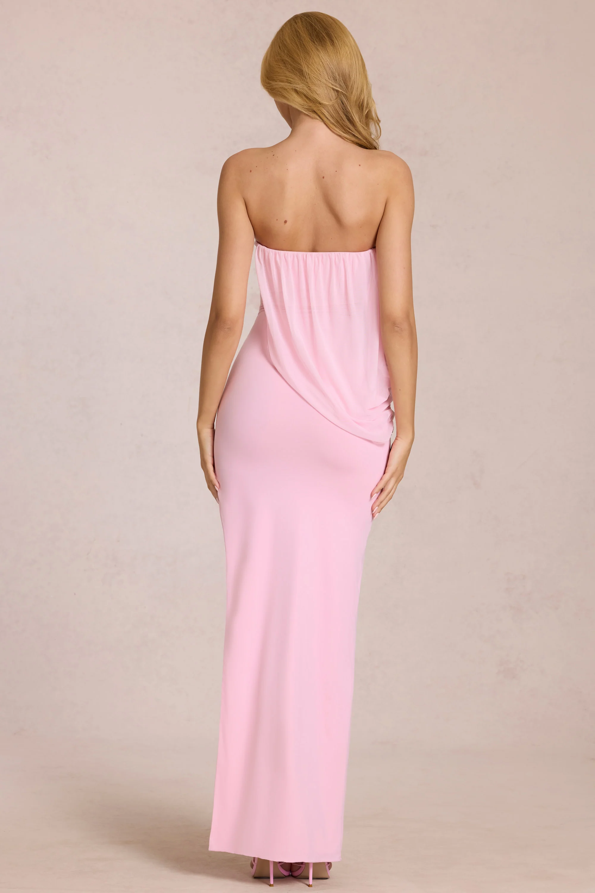 Bandeau Draped Maxi Dress in Blossom Pink - Image 5