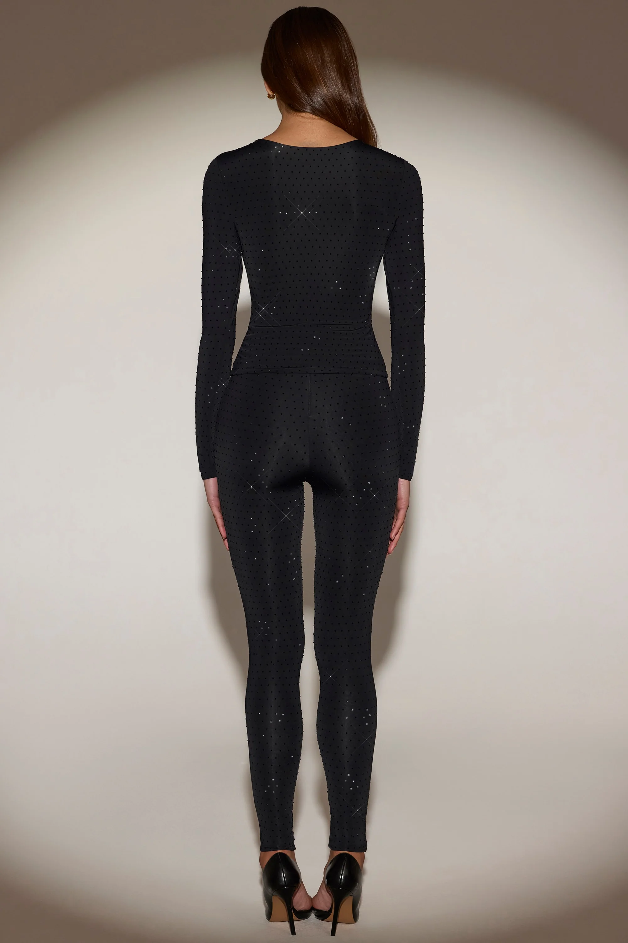 Embellished Jersey High-Waisted Leggings in Black - Image 2