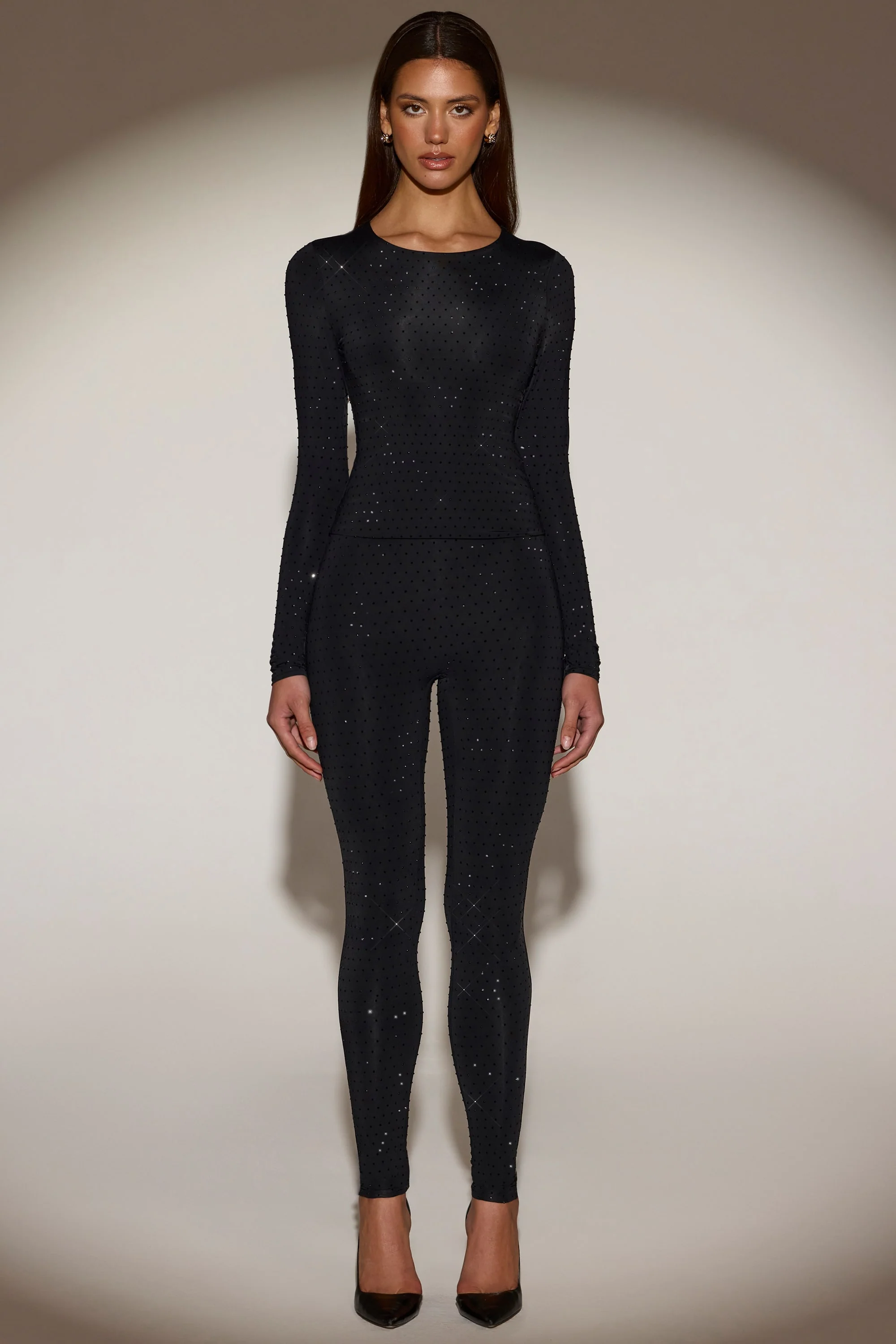 Embellished Jersey High-Waisted Leggings in Black - Image 4