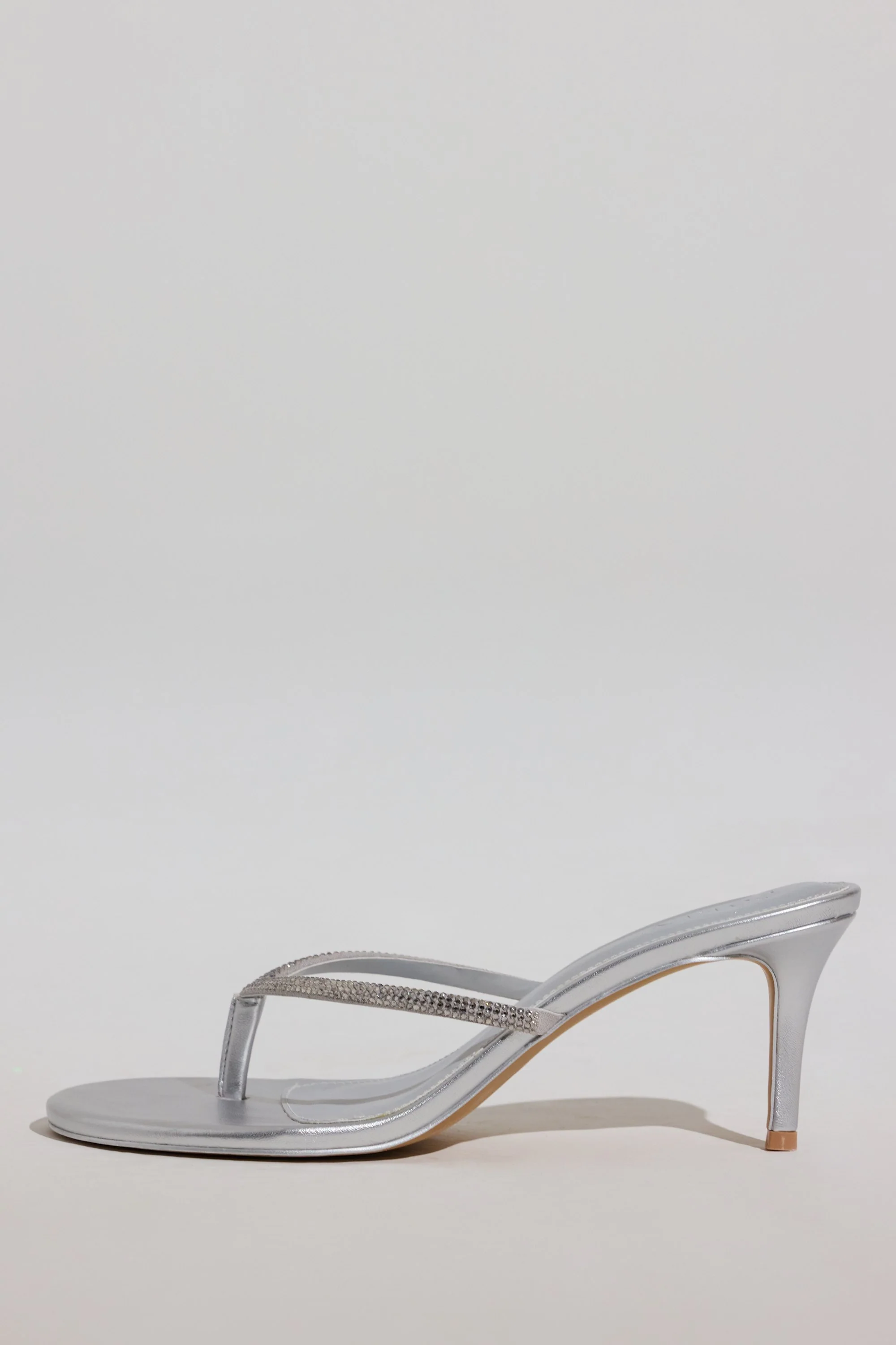 Heeled Sandal in Silver - Image 3