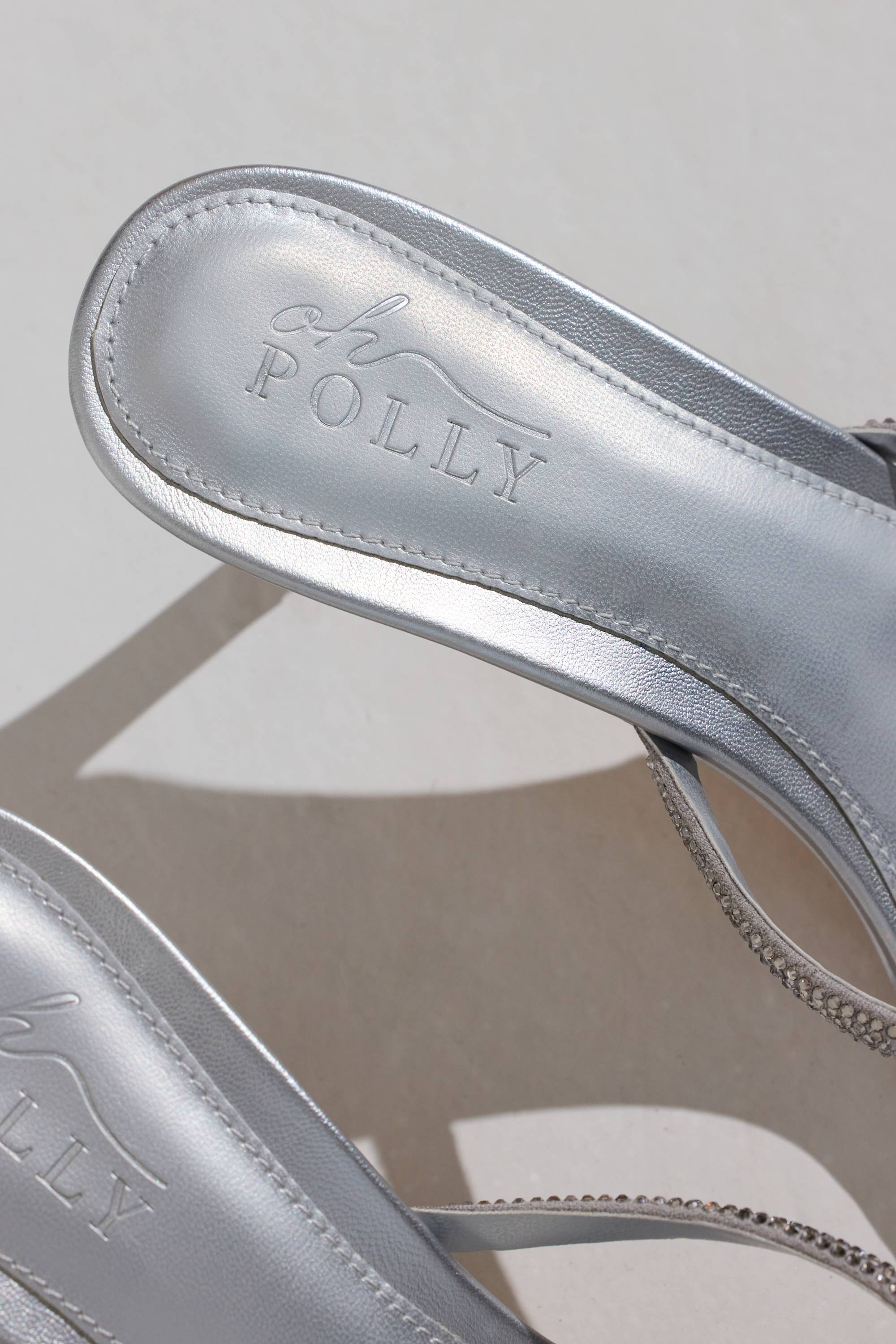 Heeled Sandal in Silver - Image 4