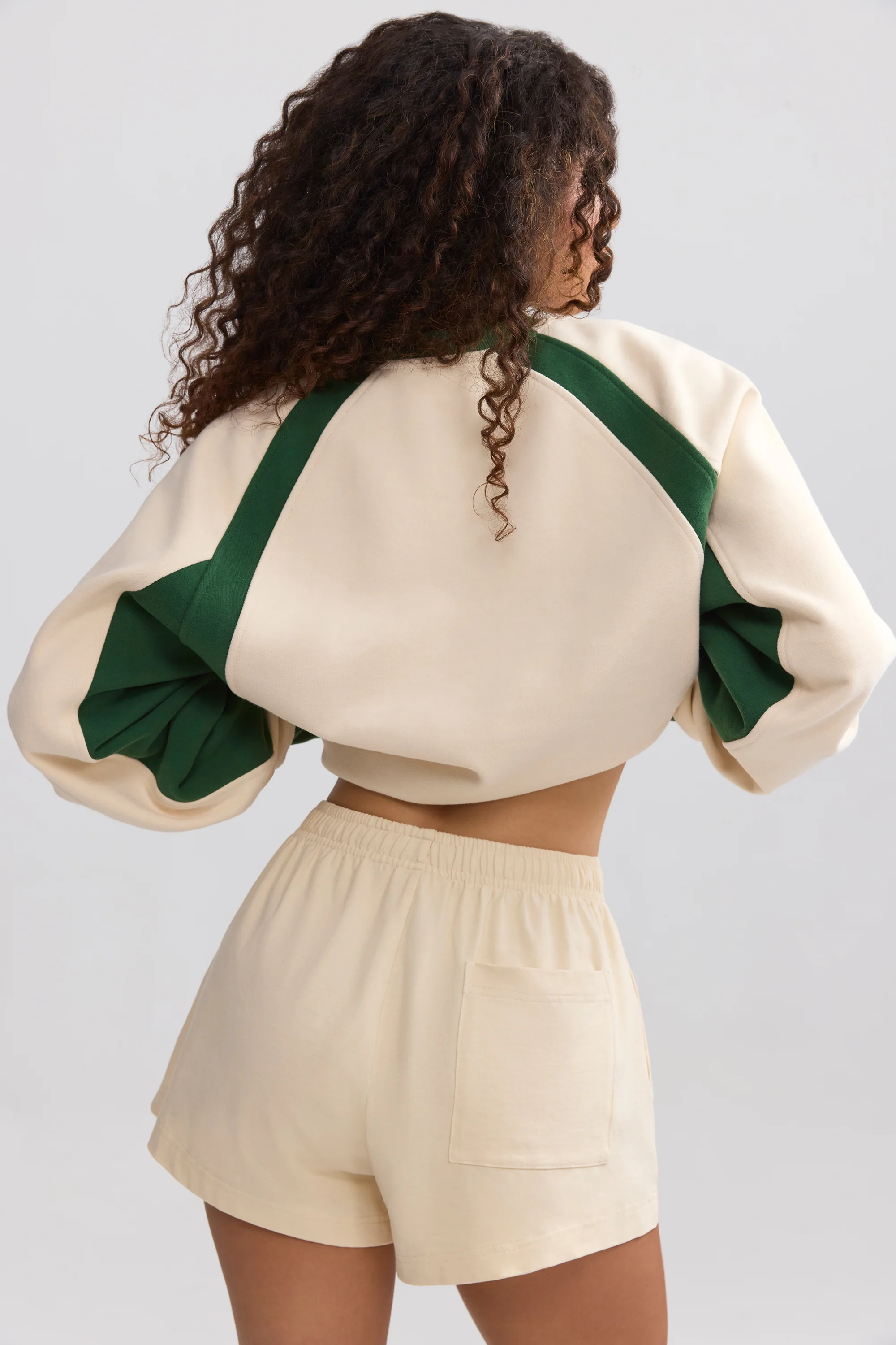 Soft Cotton Jersey Elasticated Mini Shorts in Marble - Image 2