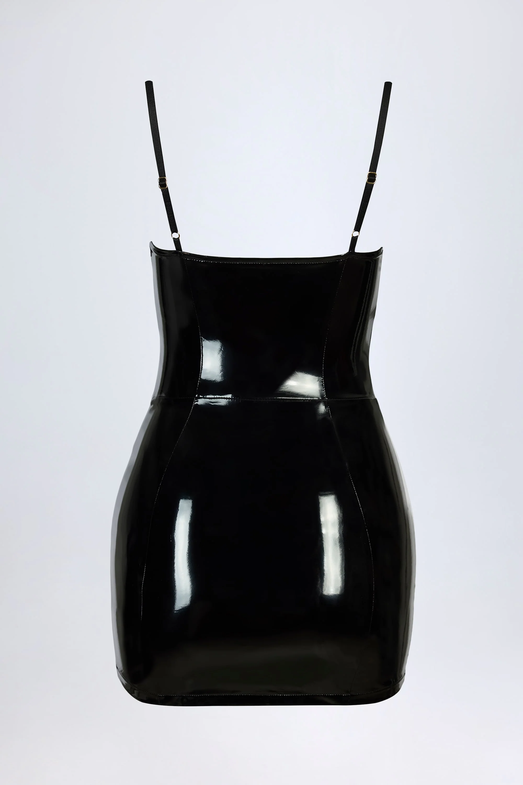 Vinyl Corset Mini Dress in Black - Image 6