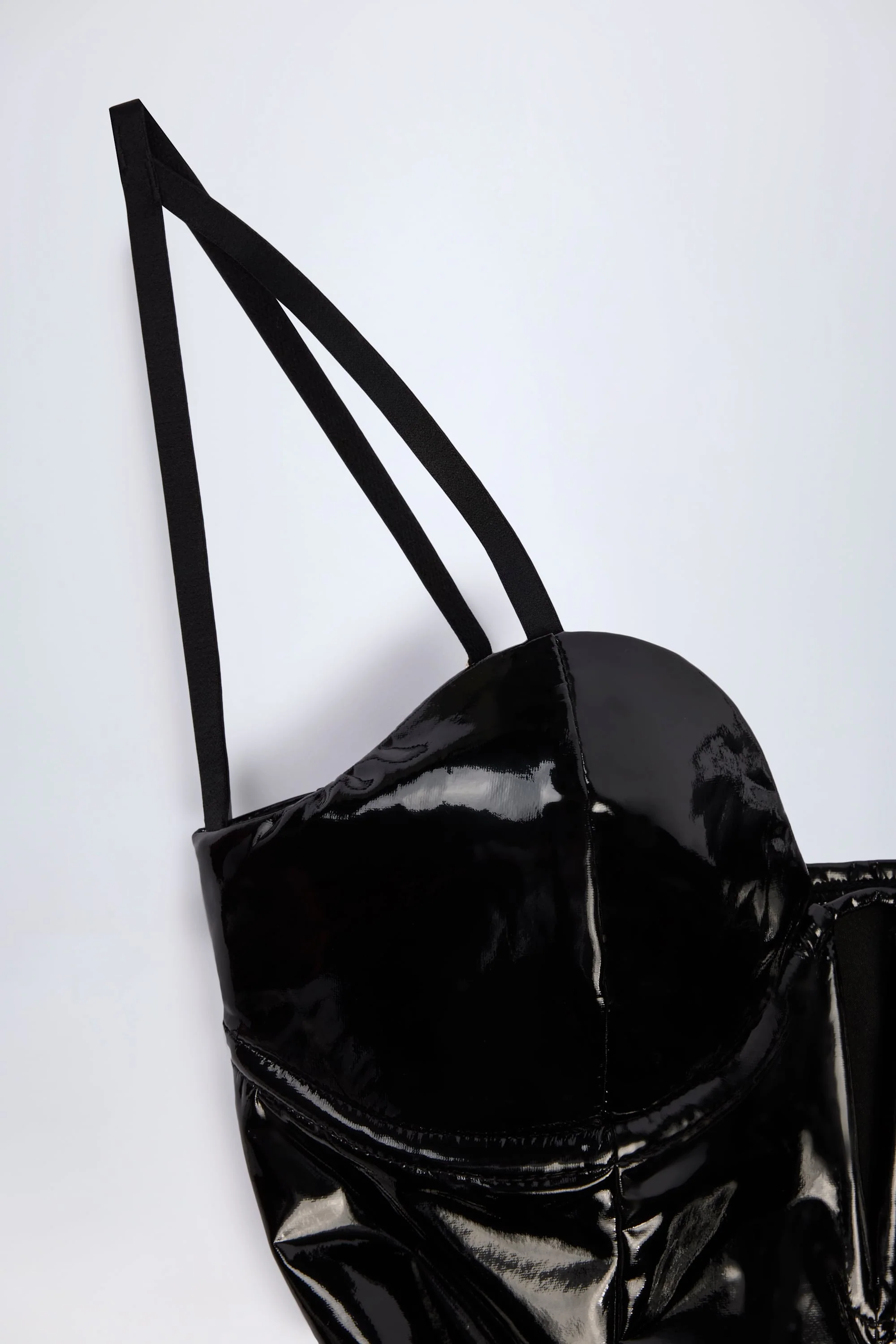 Vinyl Corset Mini Dress in Black - Image 8