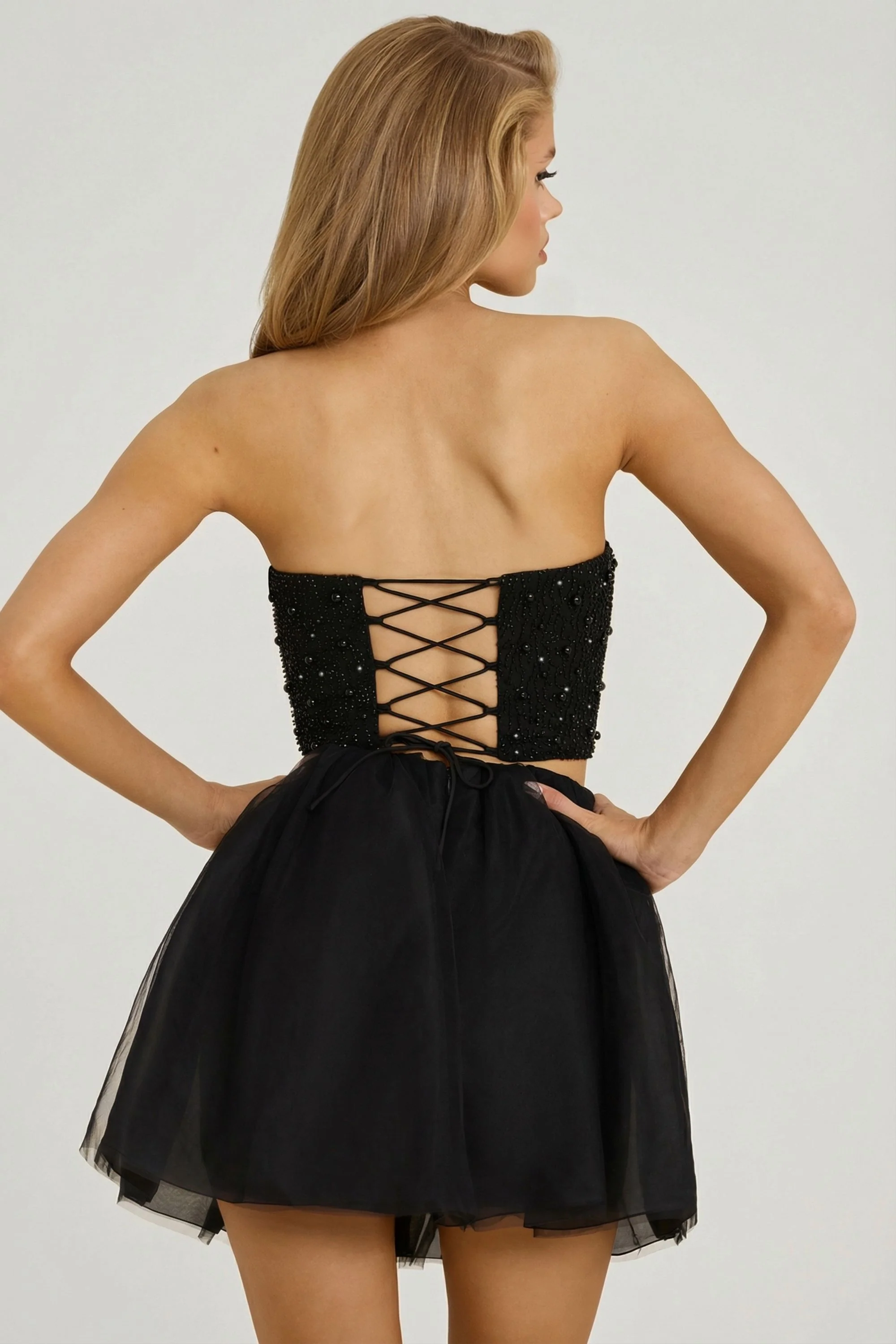 High Waist Tulle Mini Skirt in Black - Image 7
