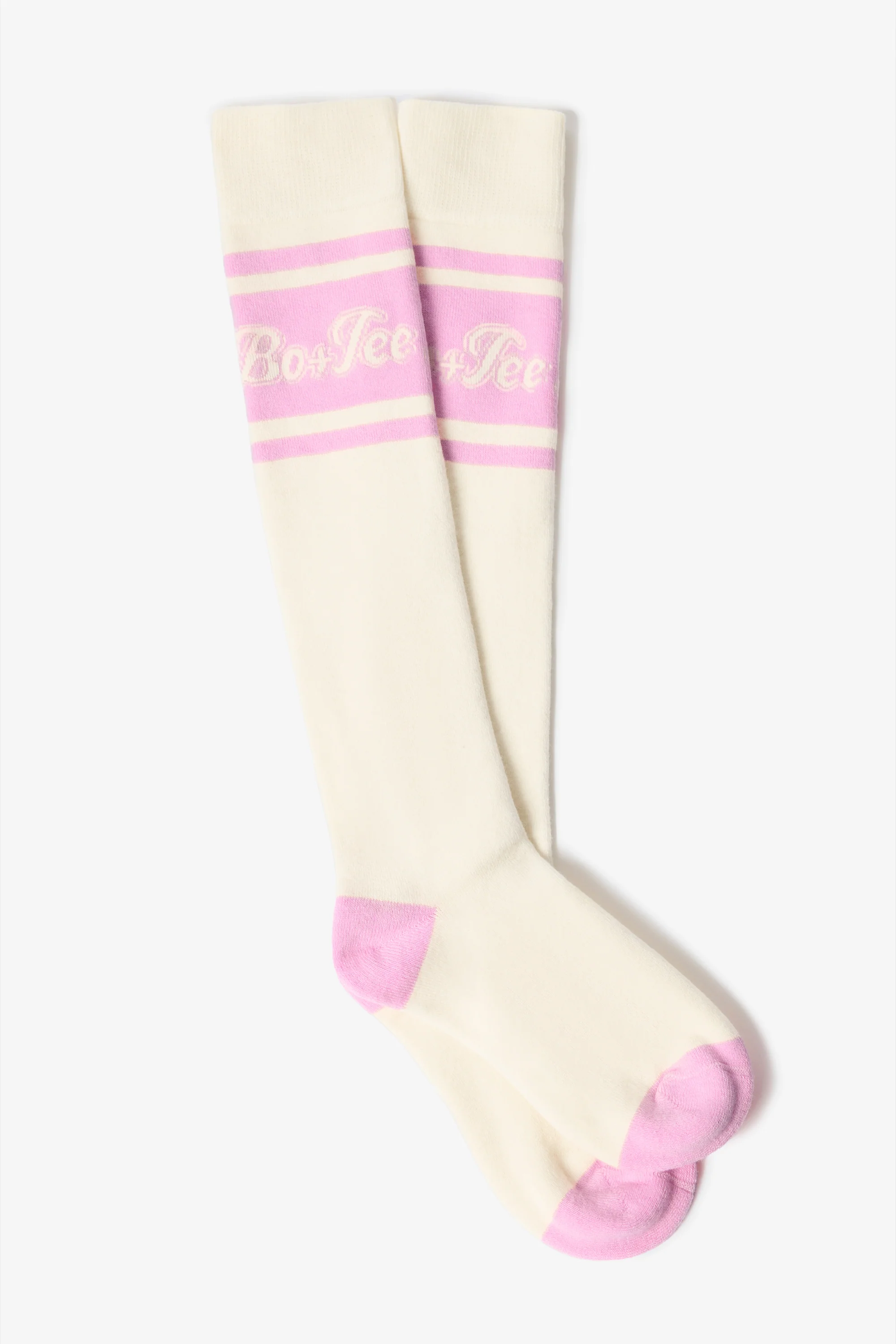 Cotton Knee-High Ski Socks in Powder Pink - Image 2