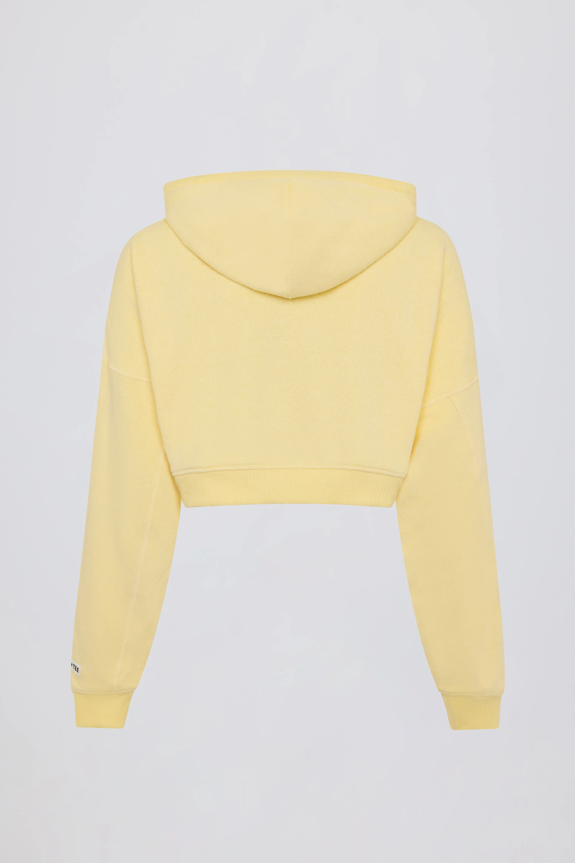 Terry Cotton Zip-Up Cropped Hoodie in Lemon - Image 5