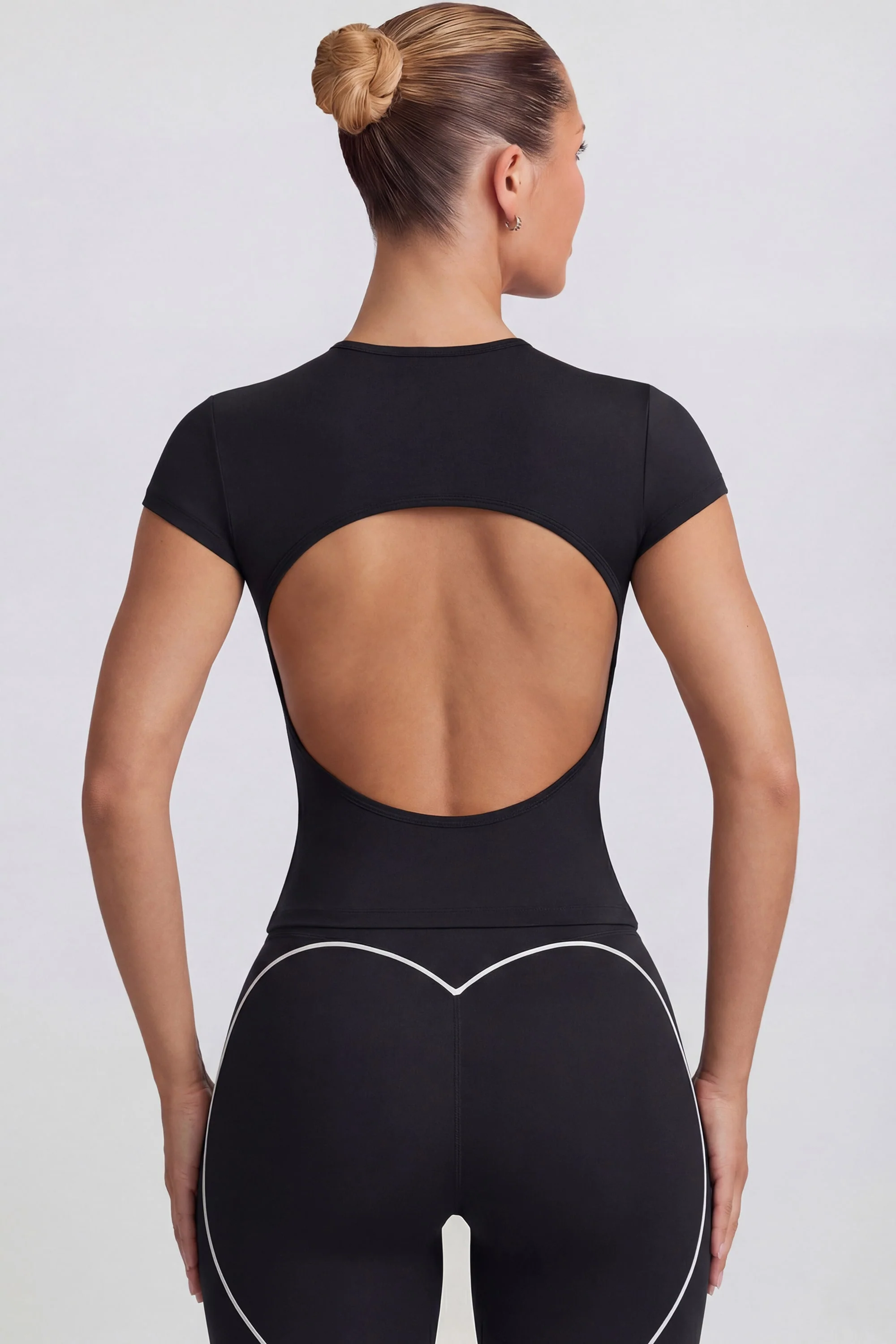 Cut-Out Longline T-Shirt in Black - Image 2