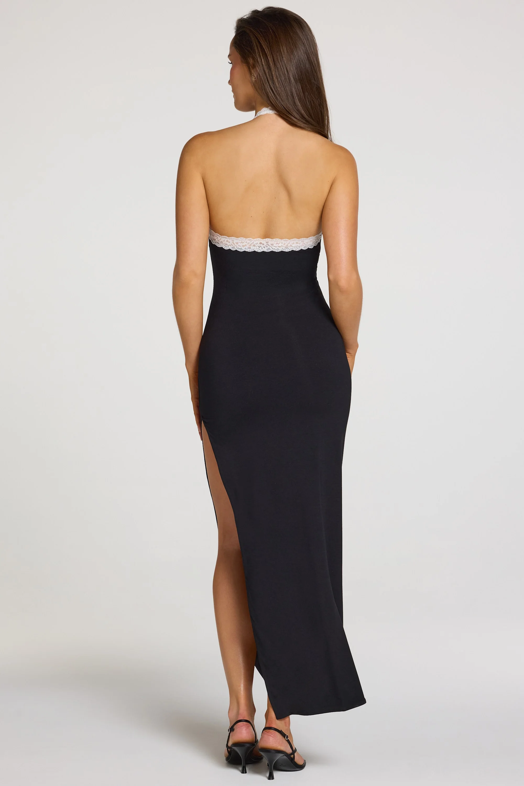 Modal Lace-Trim Maxi Dress in Black - Image 6
