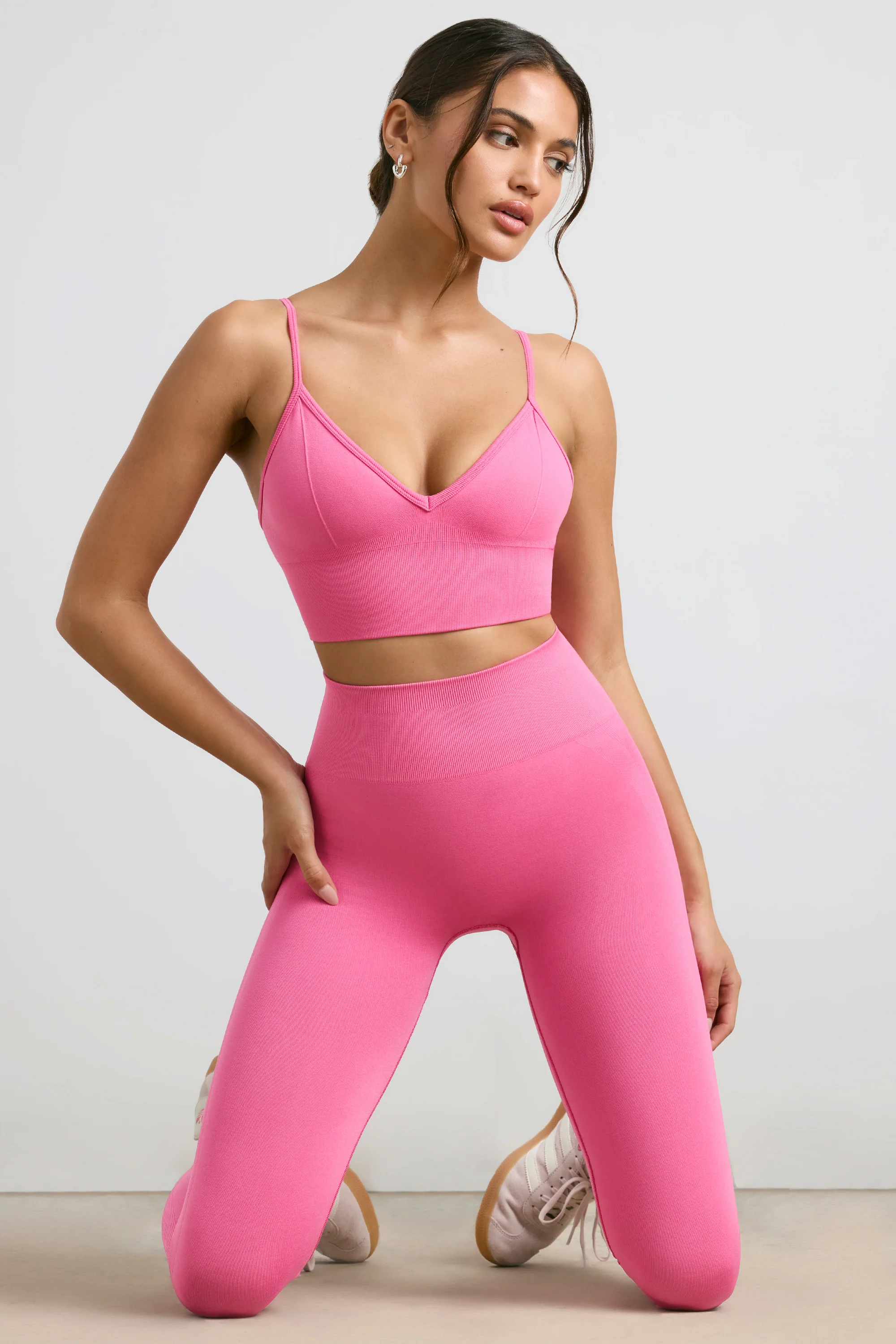Define Luxe V-Neck Sports Bra in Hot Pink - Image 7