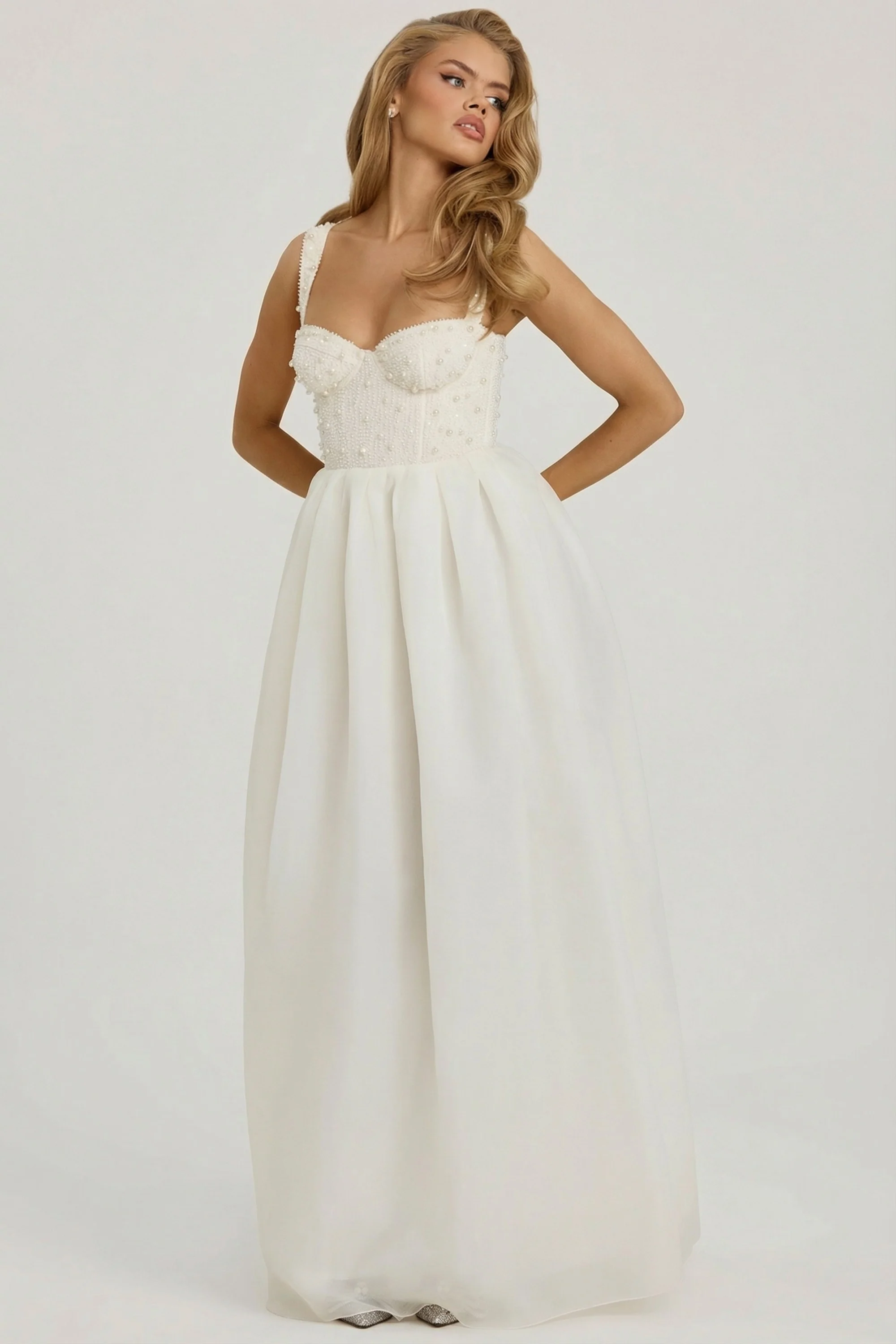 Embellished Corset Gown in White - Image 6