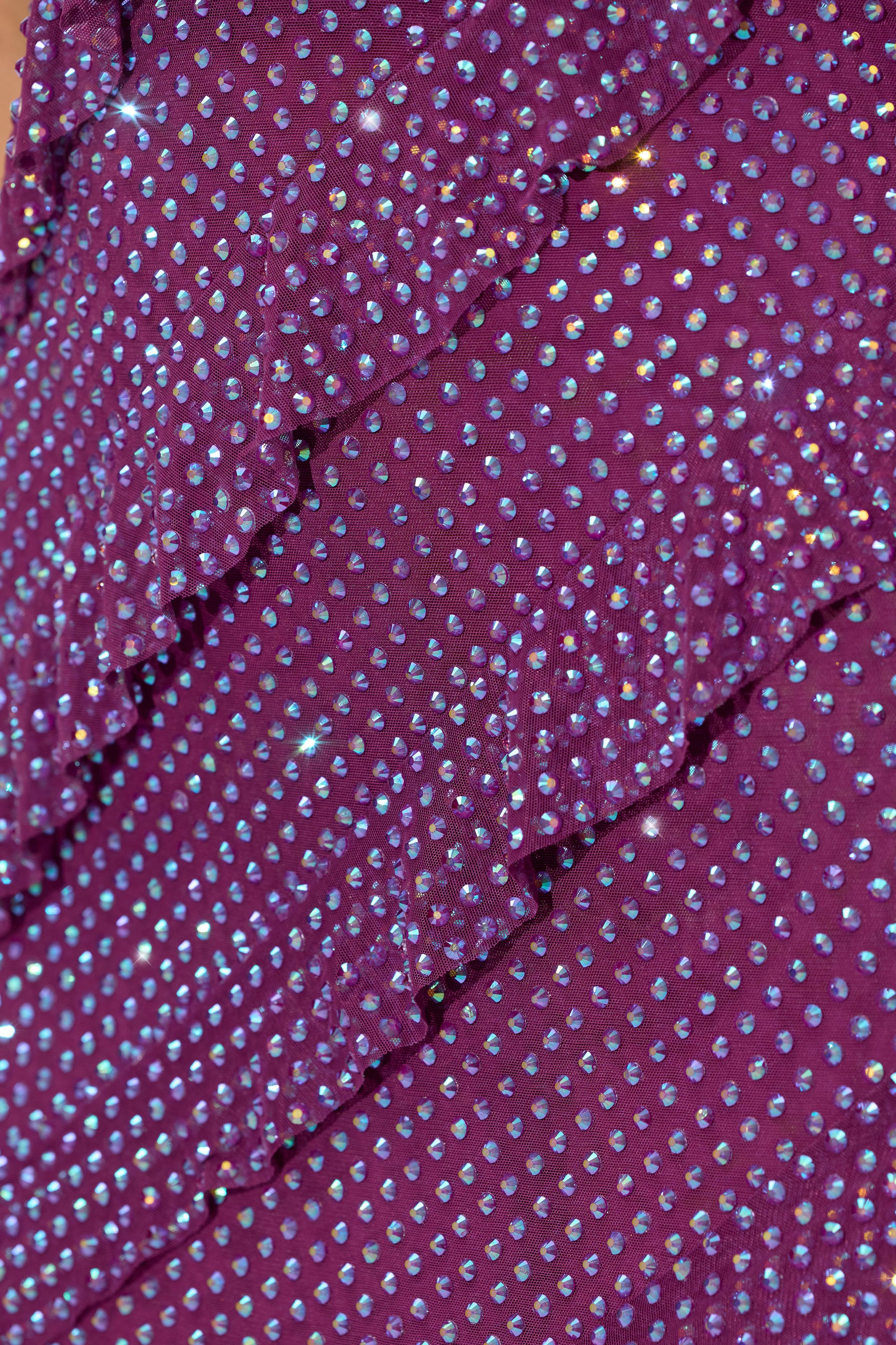 Embellished Bandeau Ruffle Maxi Dress in Plum - Image 4