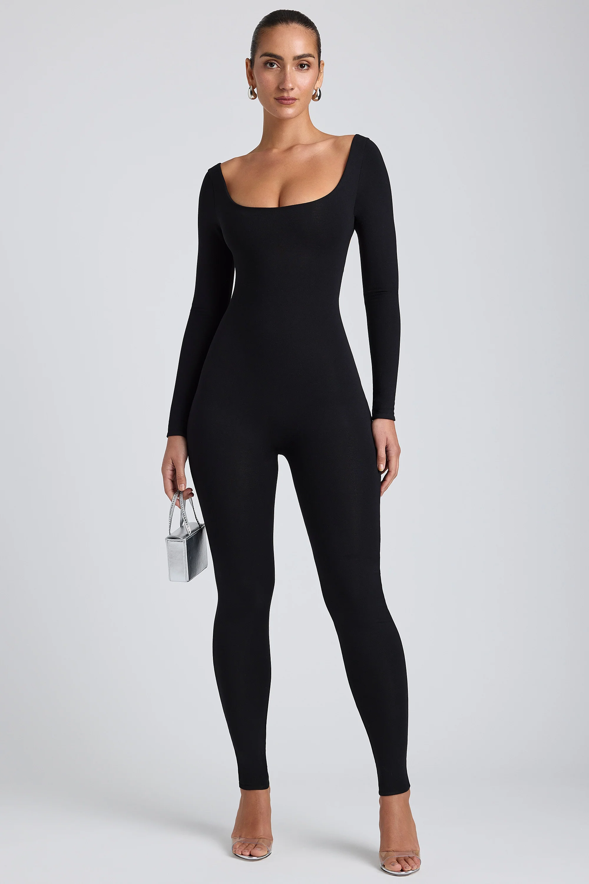 Modal Petite Scoop-Neck Cross-Back Jumpsuit in Black - Image 6