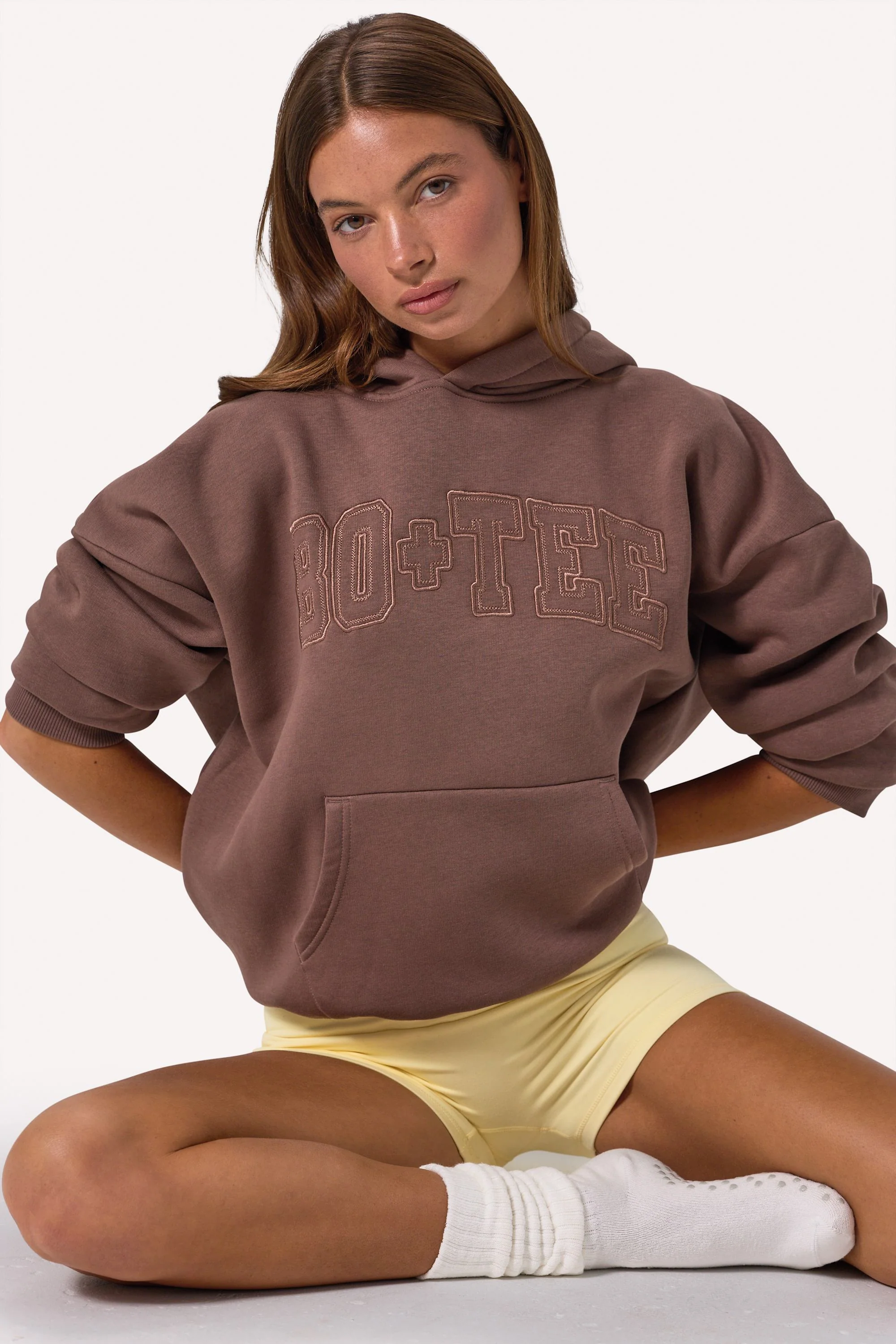 Embroidered Oversized Hoodie in Cocoa - Image 4