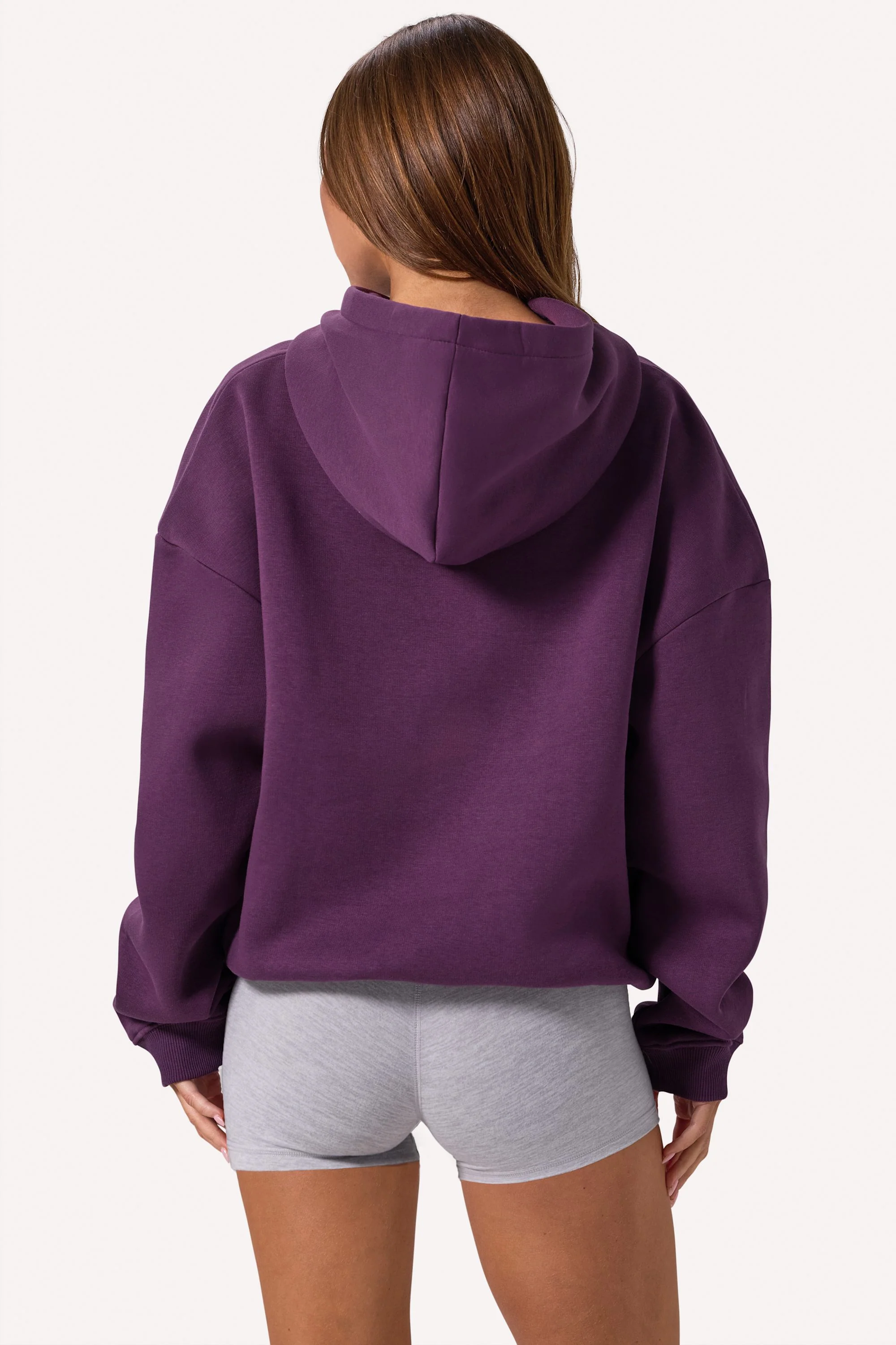 Embroidered Oversized Hoodie in Plum - Image 2