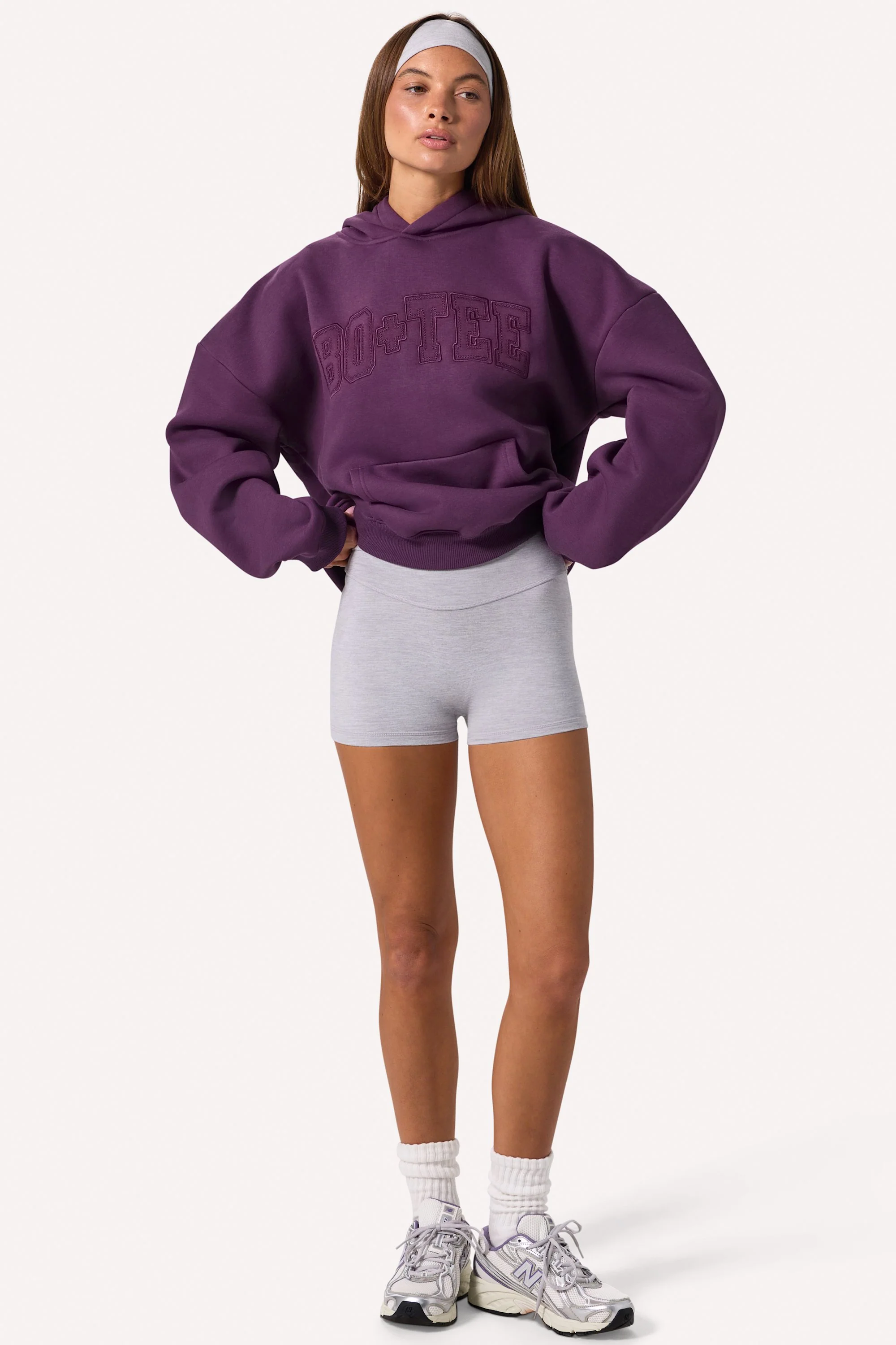 Embroidered Oversized Hoodie in Plum - Image 4