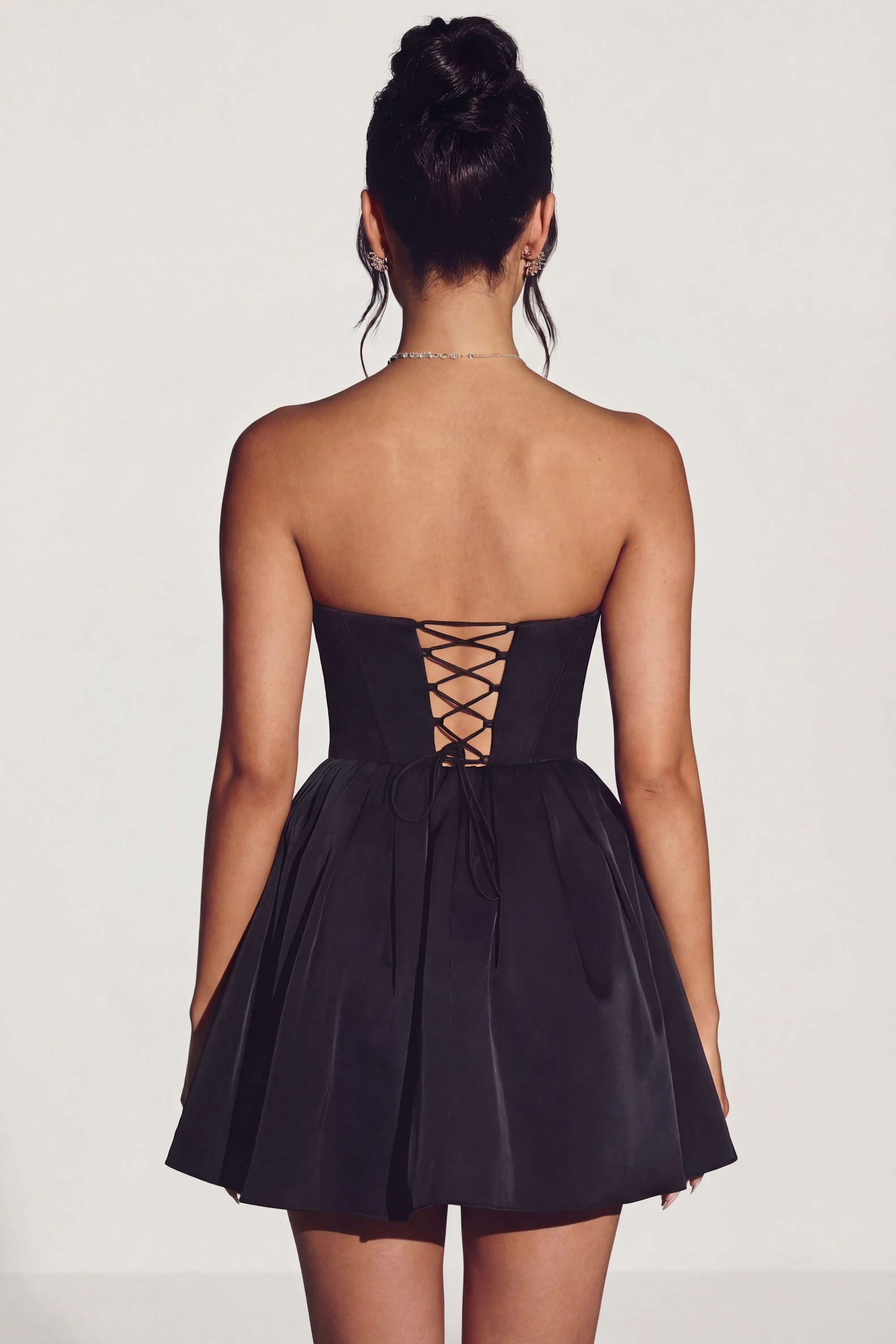 Corset Tulle Mini Dress in Jet Black - Image 2