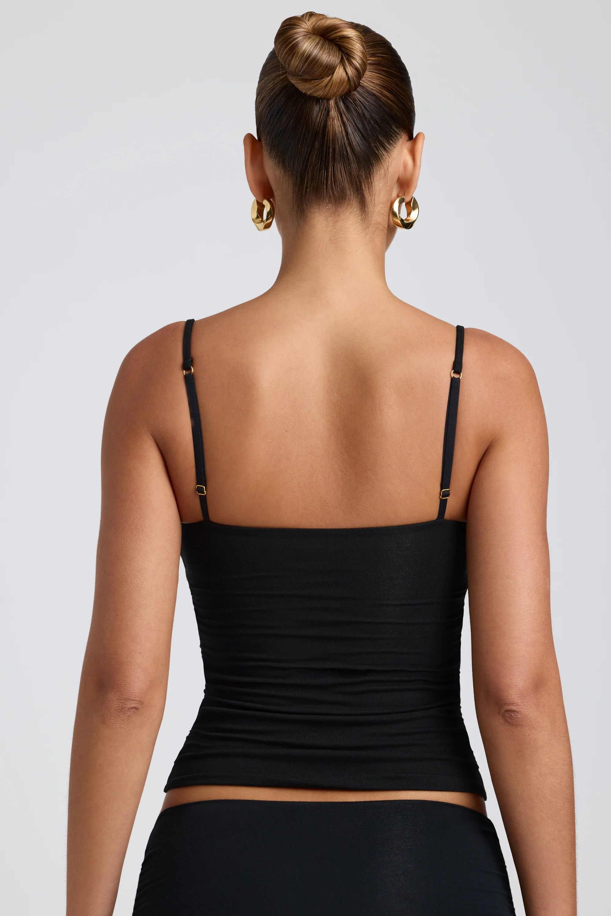 Modal Ruched Layered Tank Top in Black - Image 2