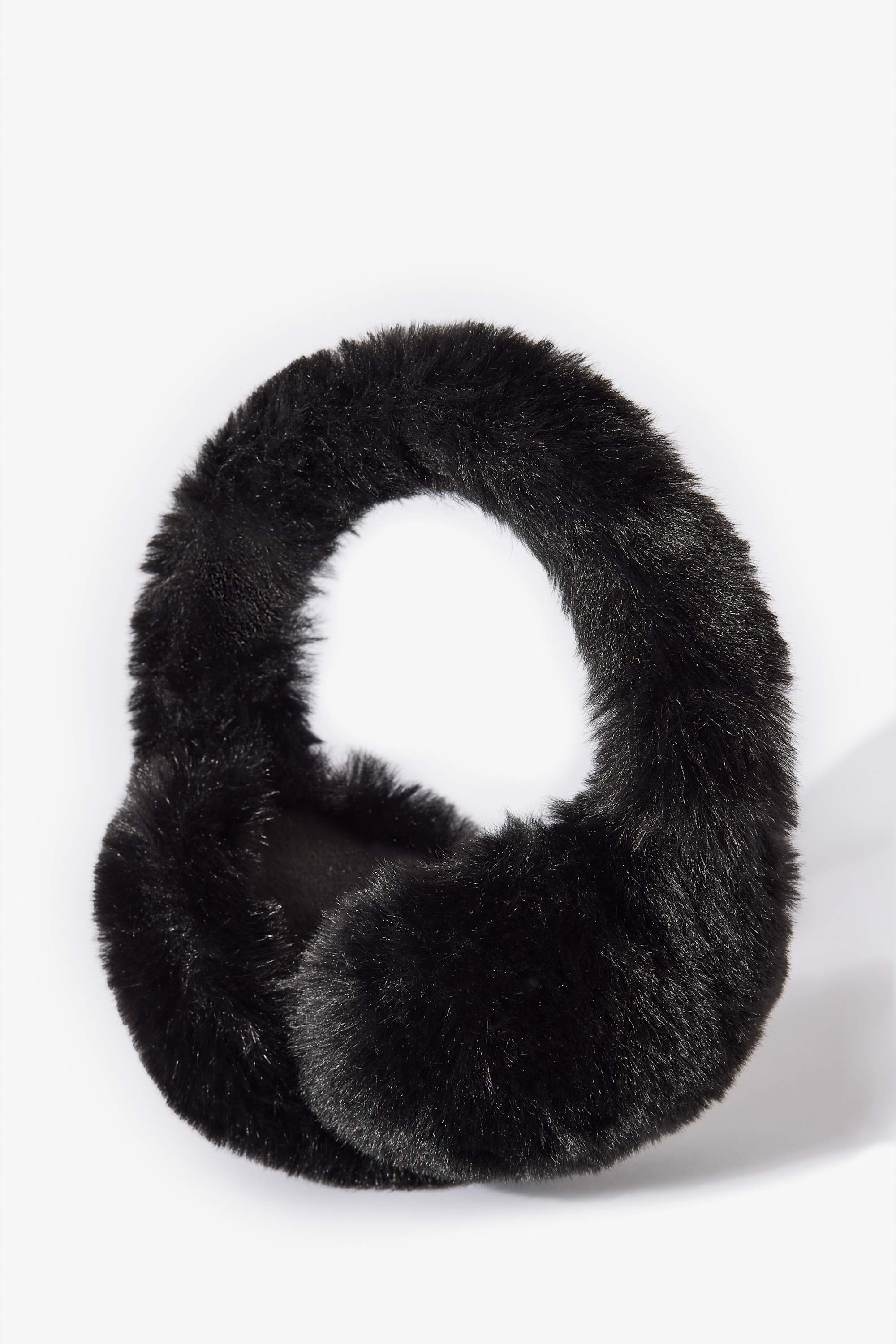 Faux-Fur Earmuffs in Black - Image 2