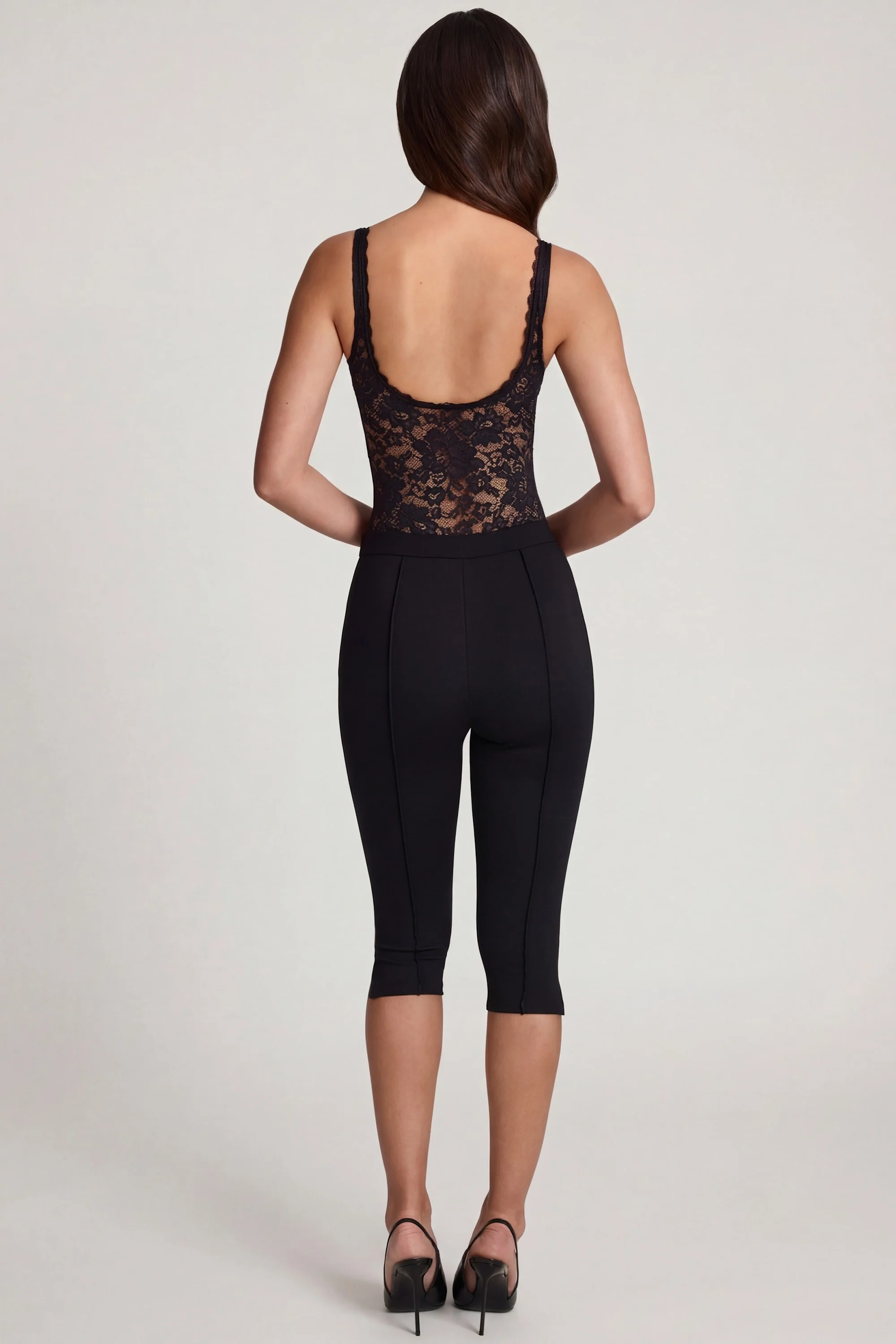 Ponte Jersey Cropped Capri Trousers in Black - Image 2