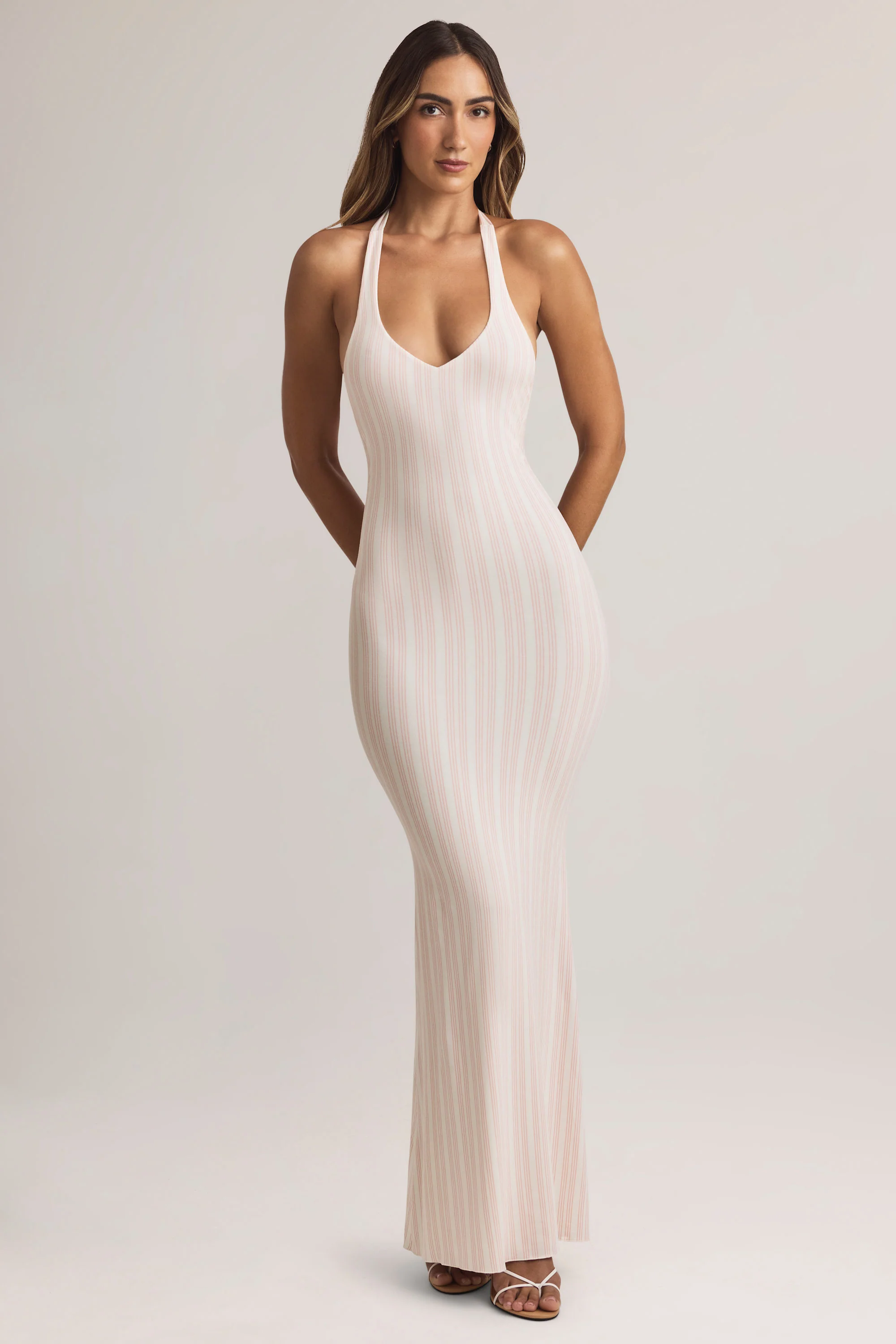 Modal Halterneck Maxi Dress in Stripe Print - Image 2