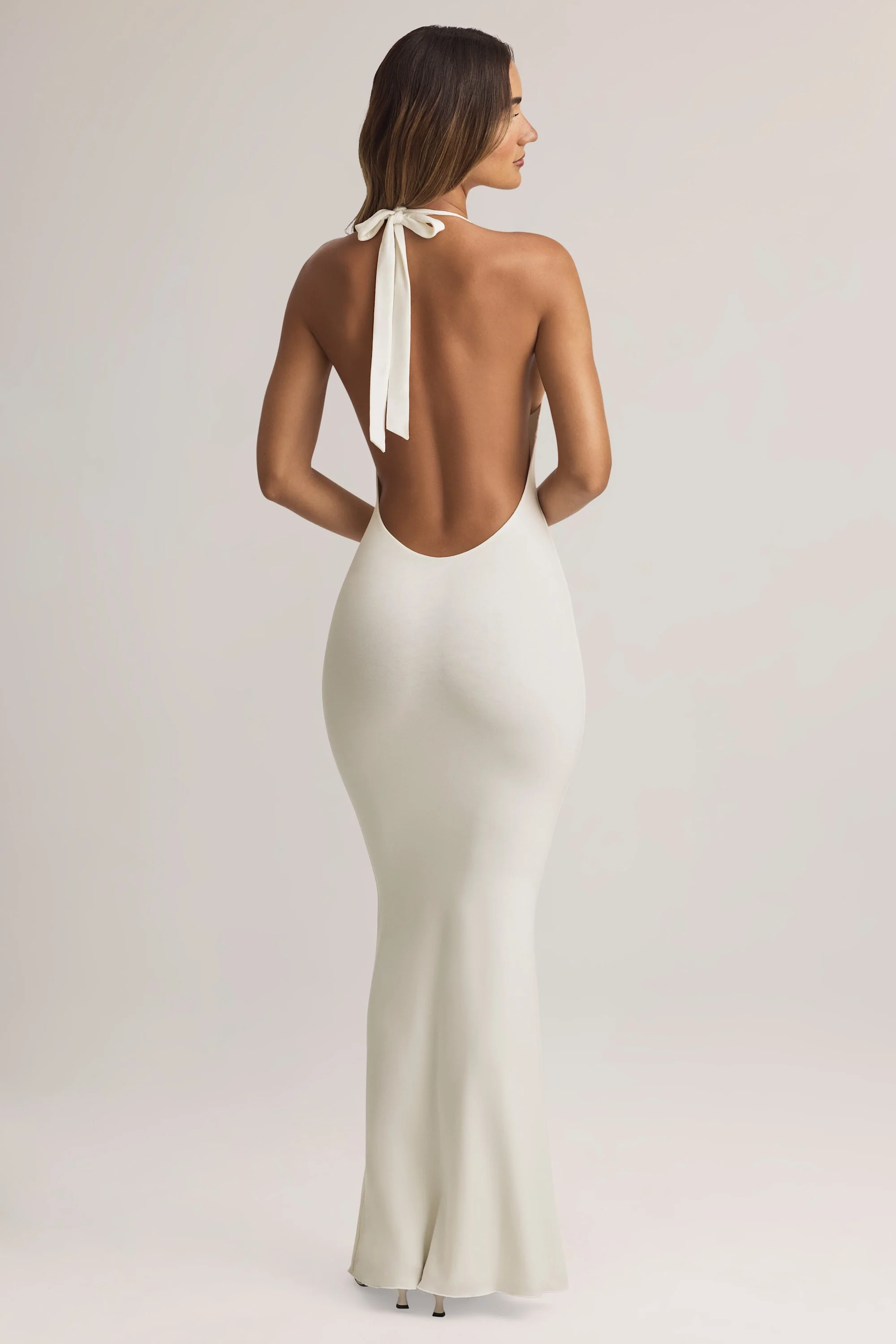 Modal Halterneck Maxi Dress in White - Image 3