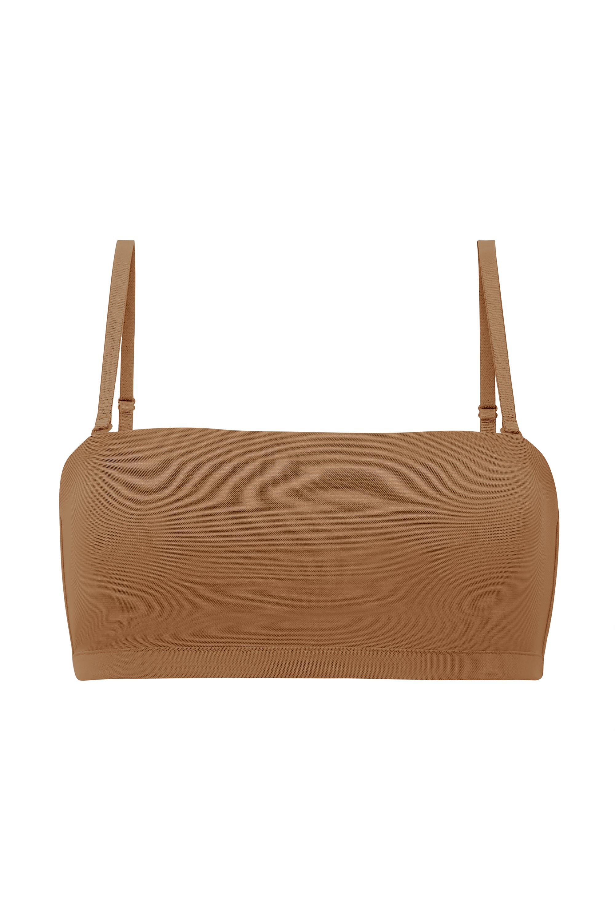 Soft Mesh Bandeau Bra in Almond - Image 2