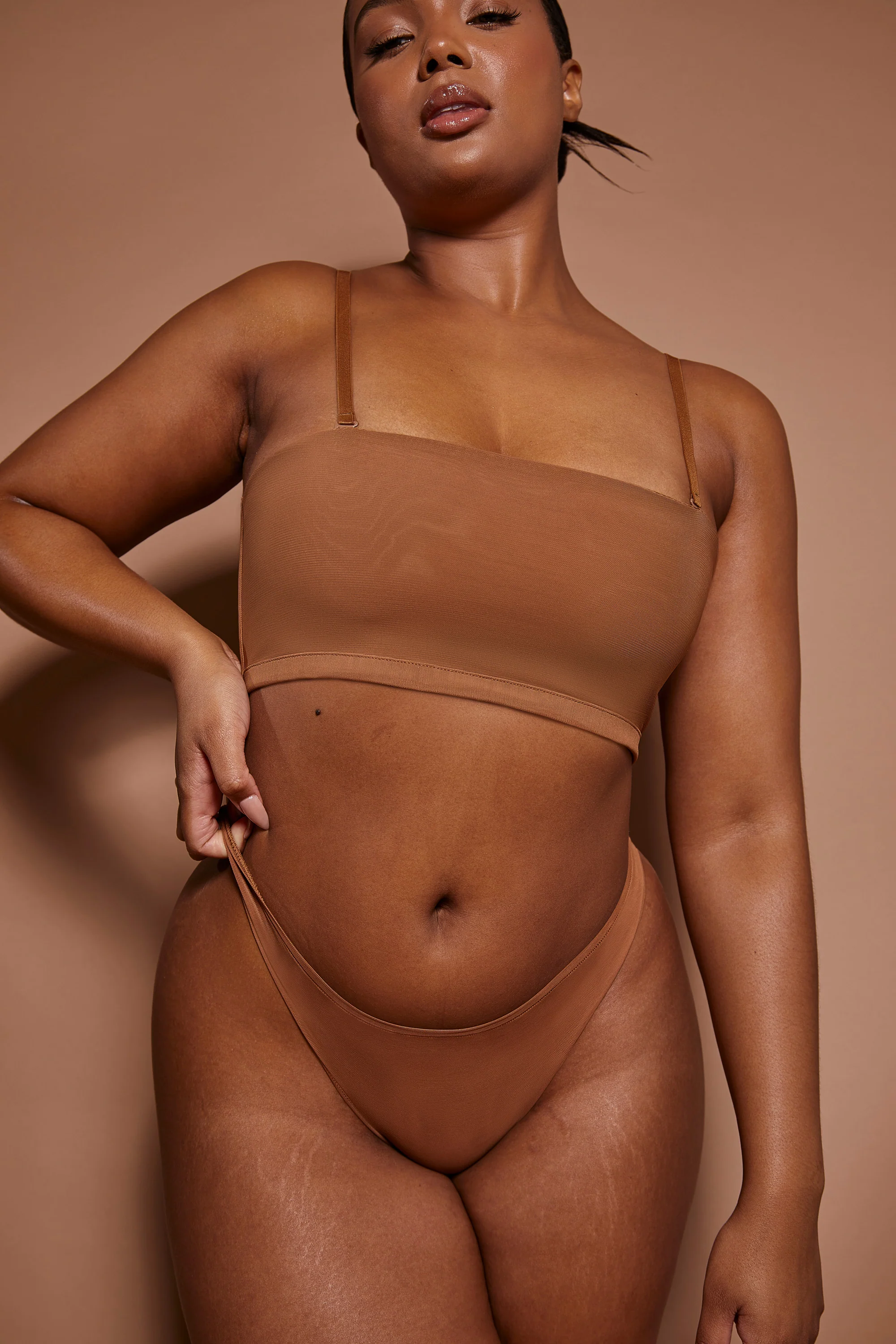 Soft Mesh Bandeau Bra in Almond - Image 5