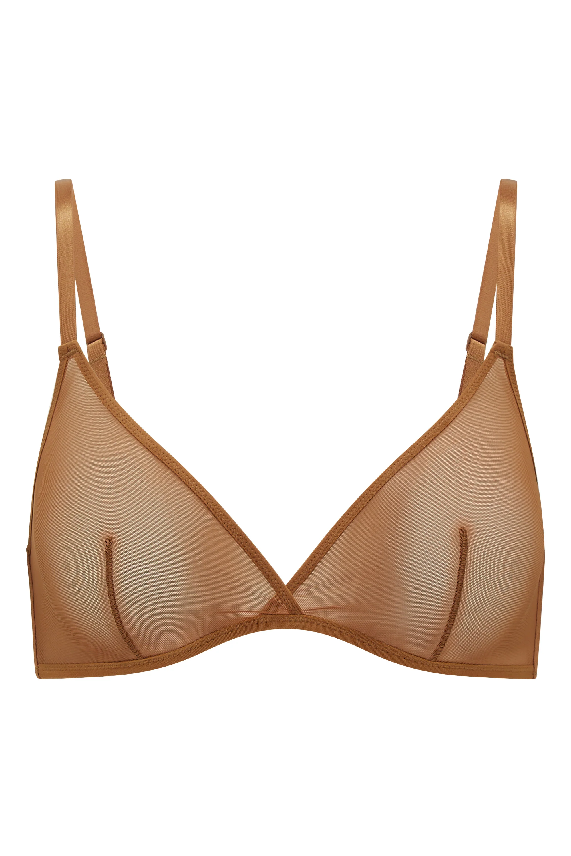 Soft Mesh Single Layer Triangle Bra in Almond - Image 2