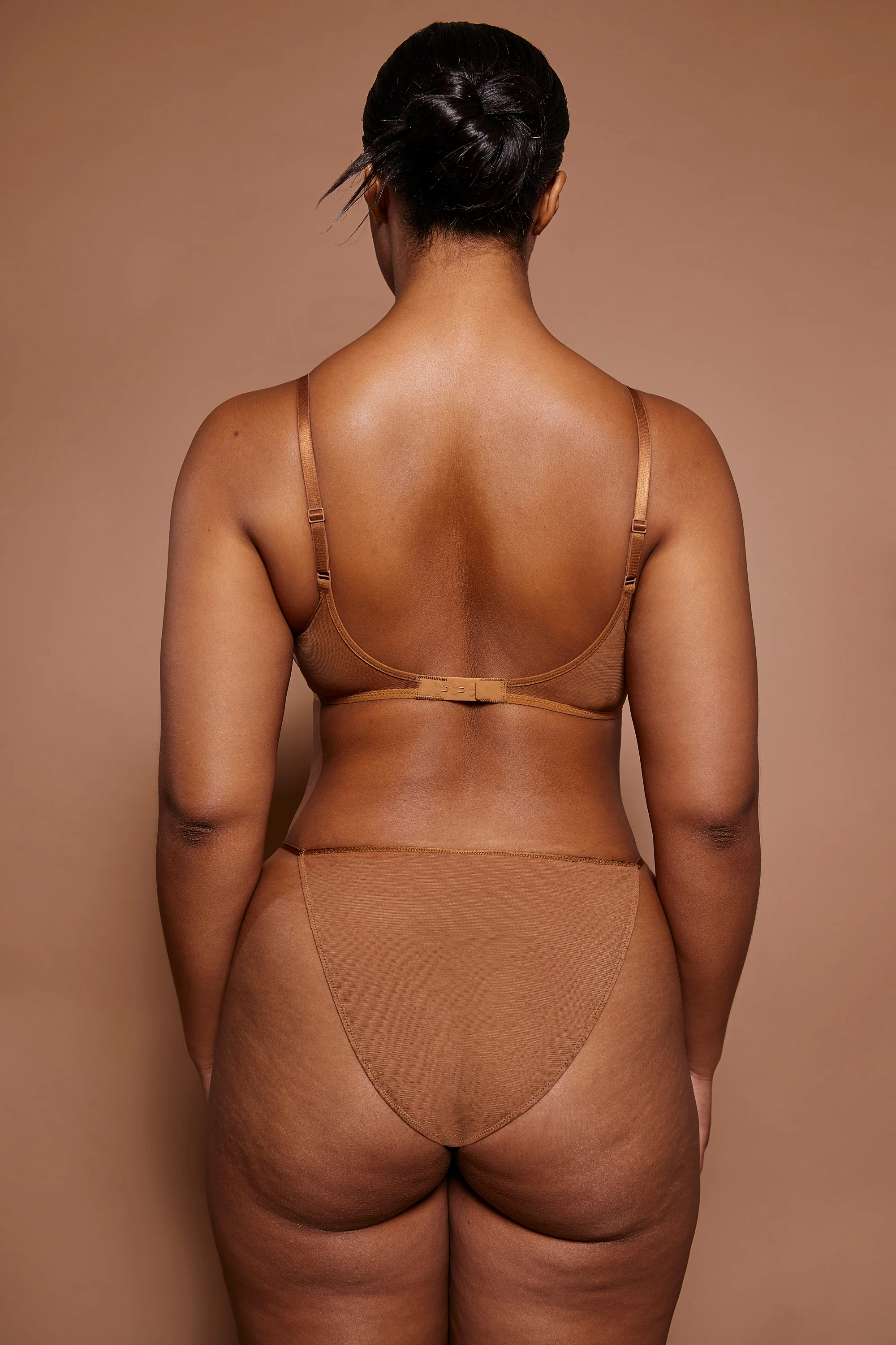Soft Mesh Single Layer Triangle Bra in Almond - Image 3