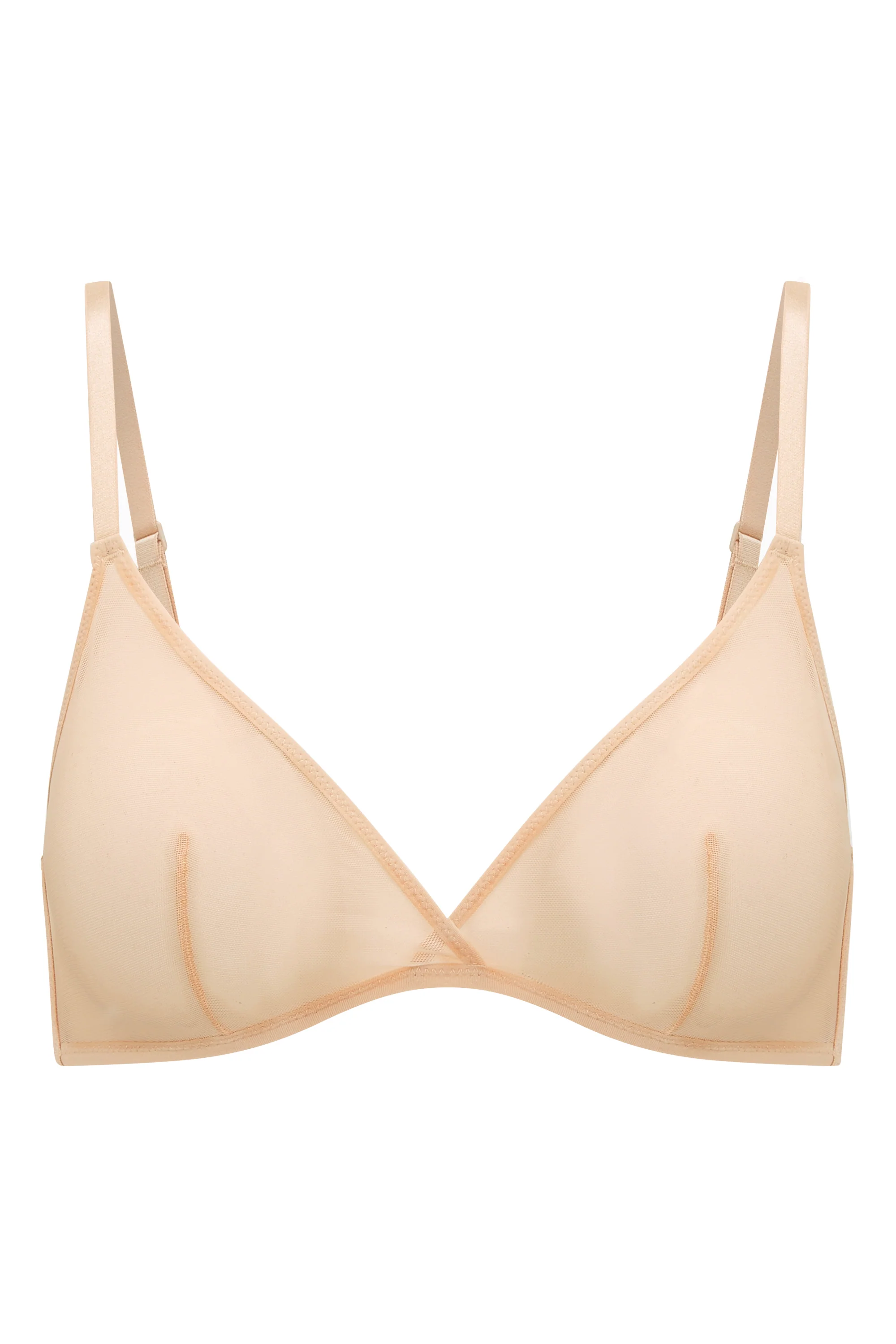 Soft Mesh Single Layer Triangle Bra in Beige - Image 2