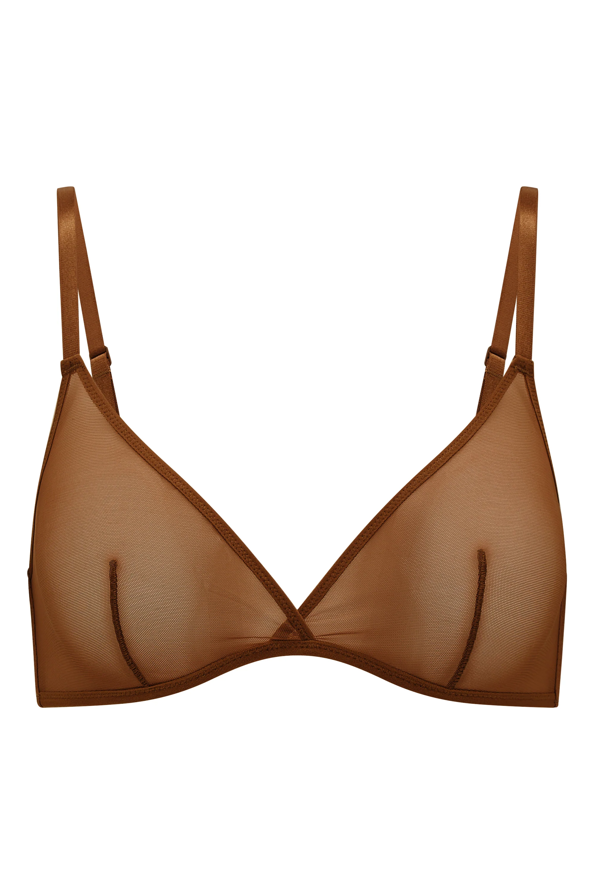 Soft Mesh Single Layer Triangle Bra in Chestnut - Image 2