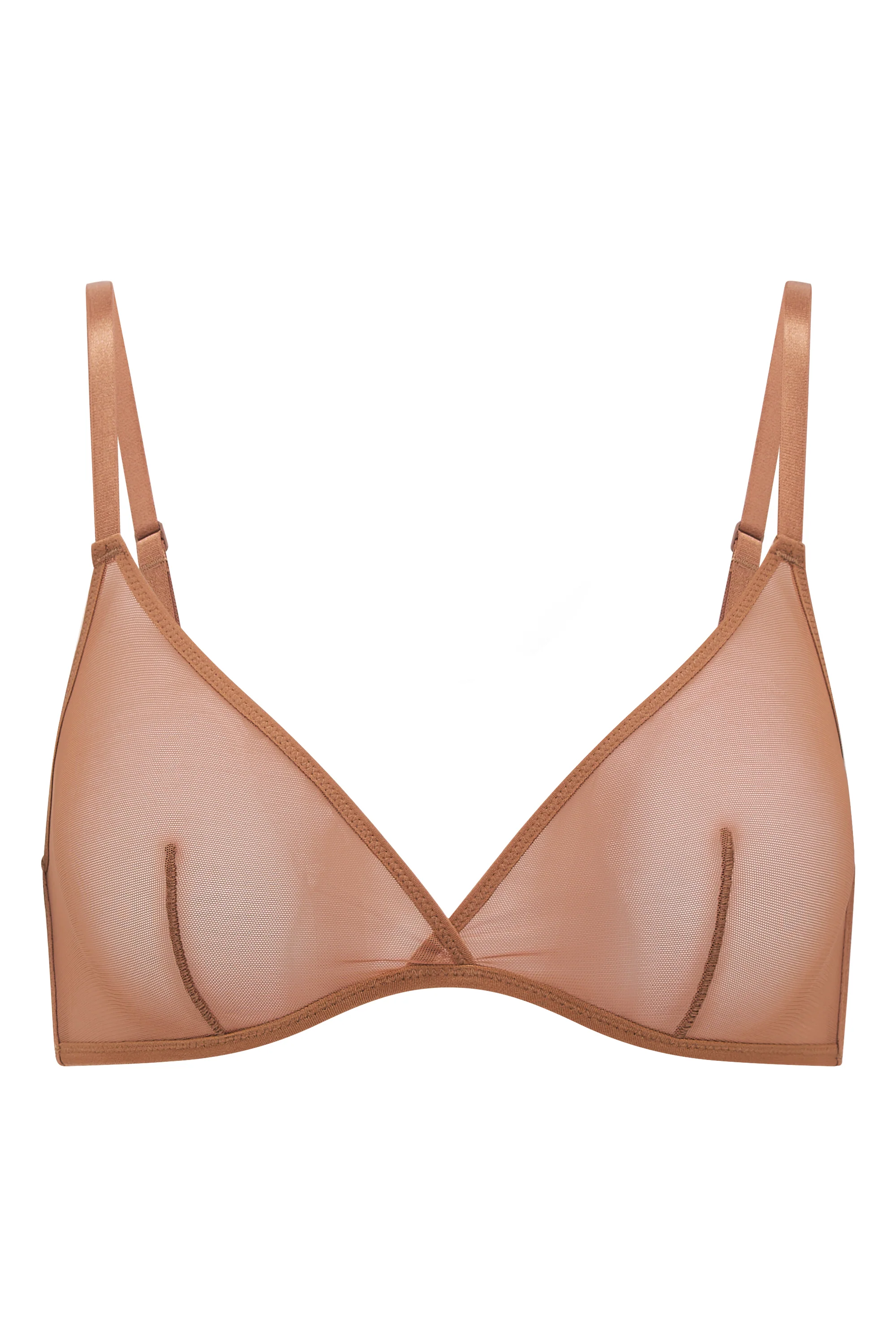 Soft Mesh Single Layer Triangle Bra in Honey - Image 2